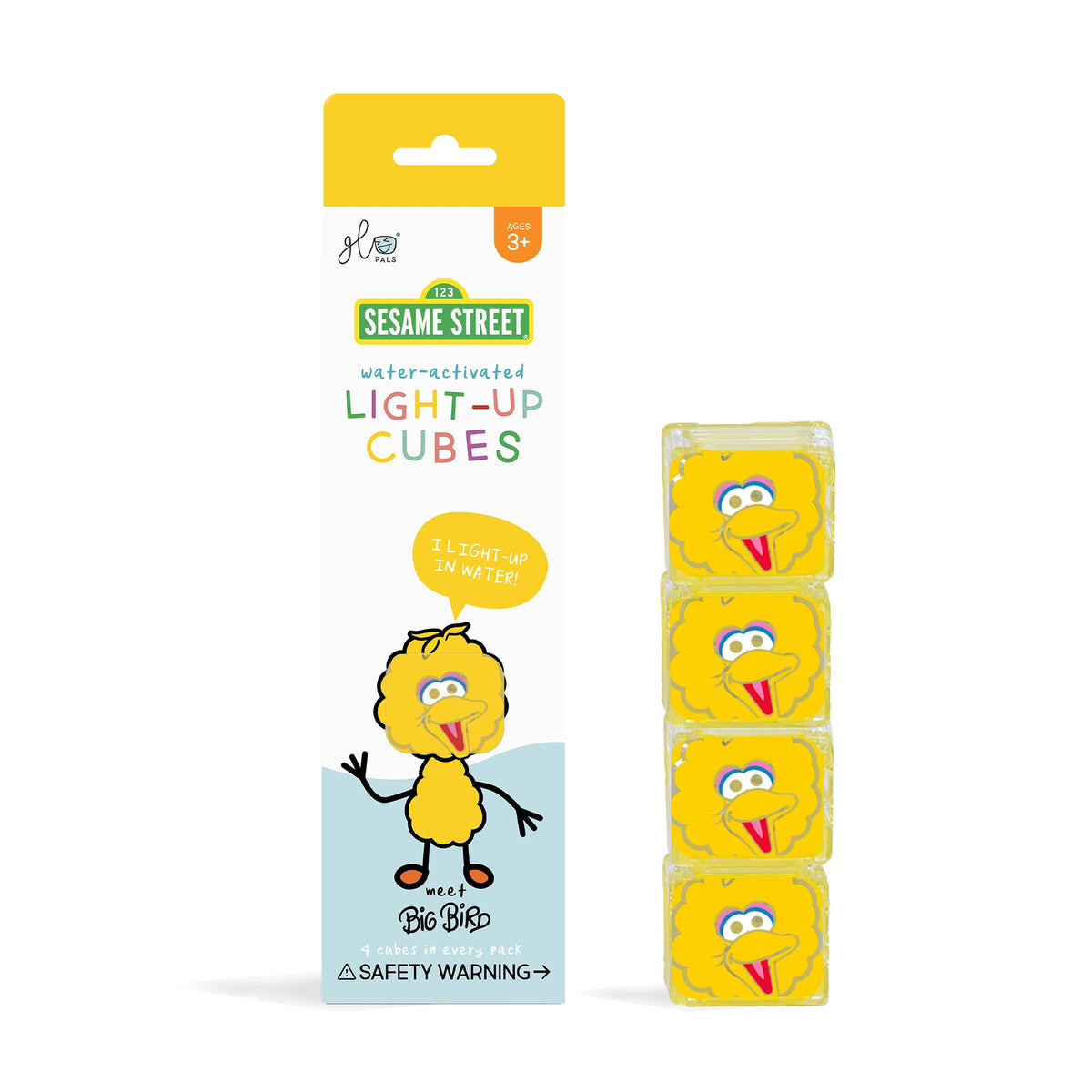 Glo Pals x Sesame Street: Water-Activated Light-Up Cubes for Sensory Play | Big Bird (Cubes Only)