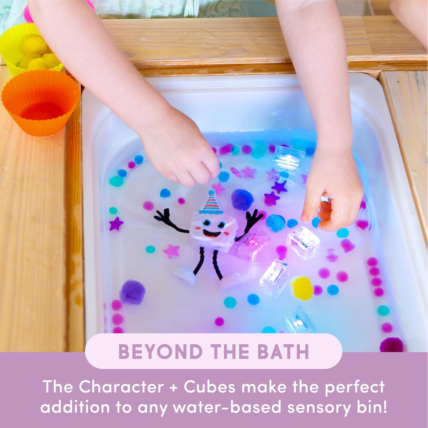 Glo Pals Party Pal: Water-Activated Bath Toy with 6 Reusable Light-Up Cubes