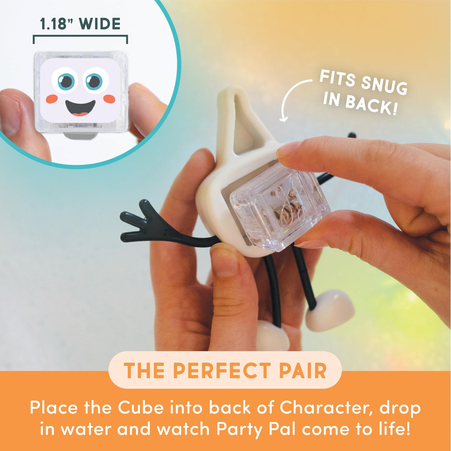 Glo Pals Party Pal: Water-Activated Bath Toy with 6 Reusable Light-Up Cubes