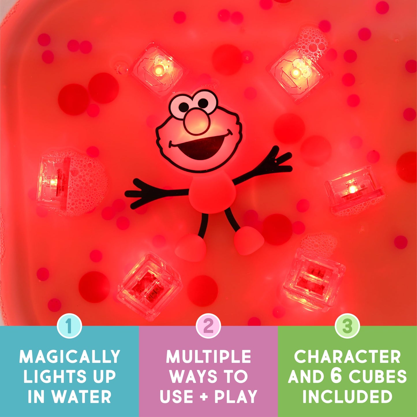 Glo Pals x Sesame Street Water-Activated Light-Up Cubes for Sensory Play (Elmo - Cubes Only) - Valentine Day Gift
