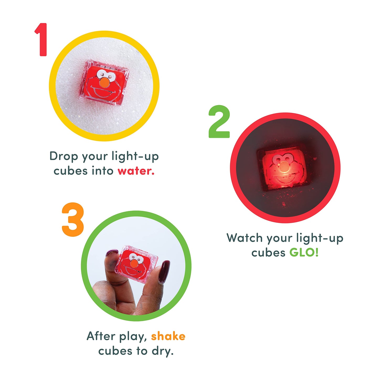 Glo Pals x Sesame Street Water-Activated Light-Up Cubes for Sensory Play (Elmo - Cubes Only) - Valentine Day Gift