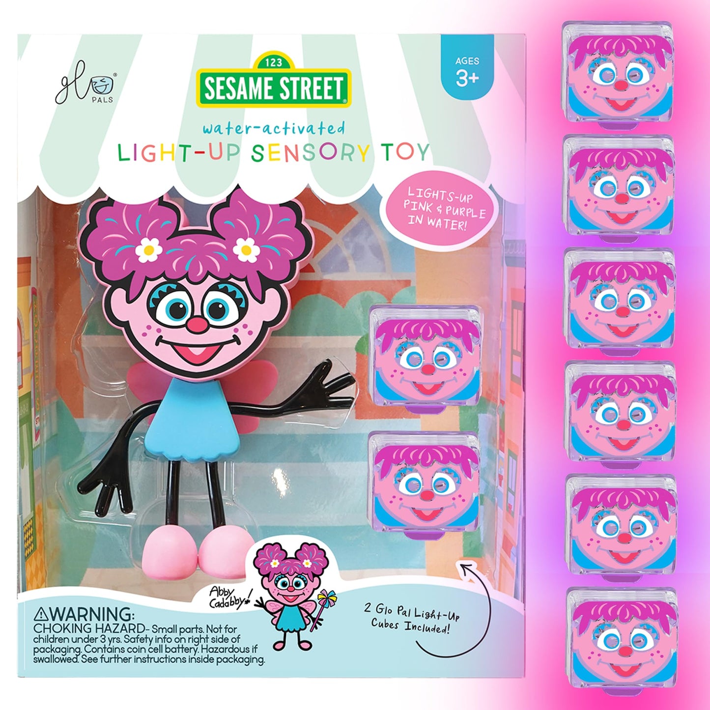 Glo Pals x Sesame Street Abby Cadabby Light-Up Cubes – Sensory Play Gift