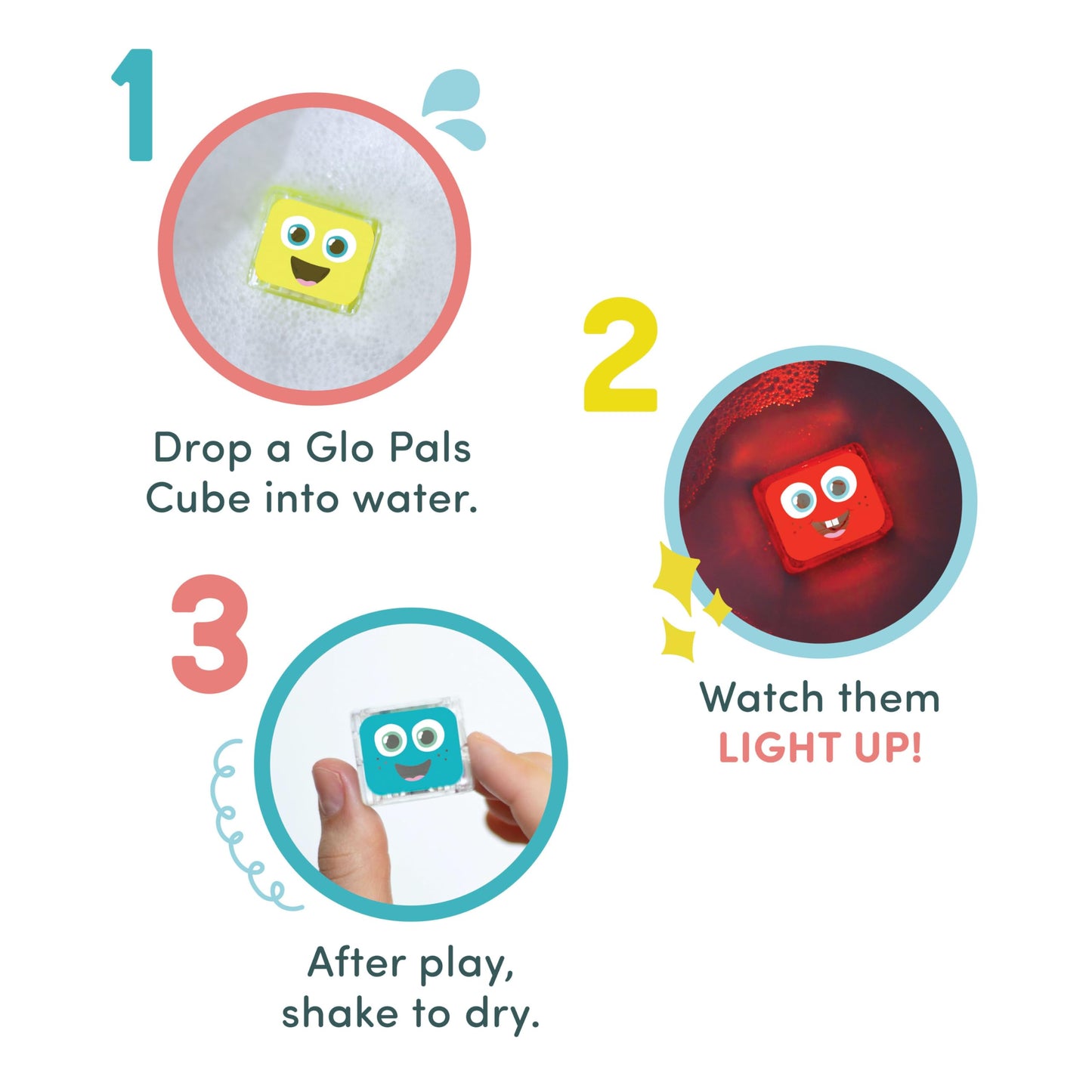 Glo Pals Water-Activated Light-Up Cubes Bundle – 12 Pack for Sensory Play | Primary Pals