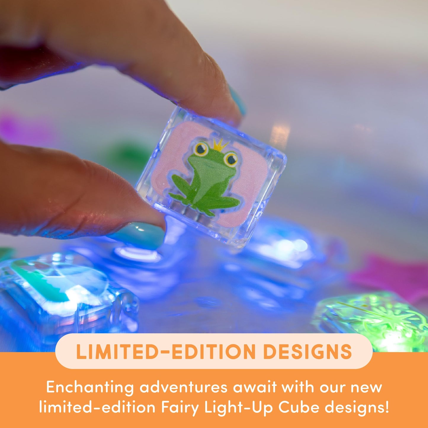 Glo Pals Water-Activated Light-Up Bath Cubes – 6-Design Sensory Gift Set (Valentine)