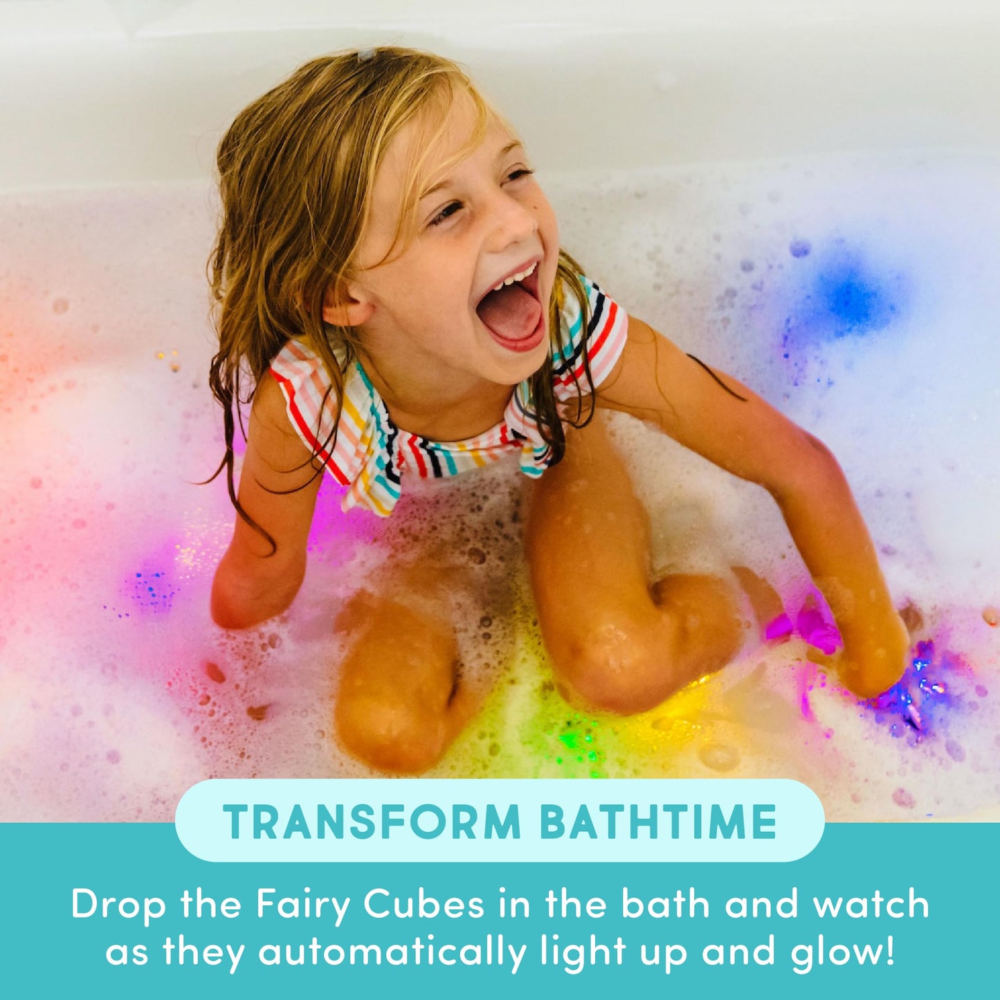 Glo Pals Water-Activated Light-Up Bath Cubes – 6-Design Sensory Gift Set (Valentine)