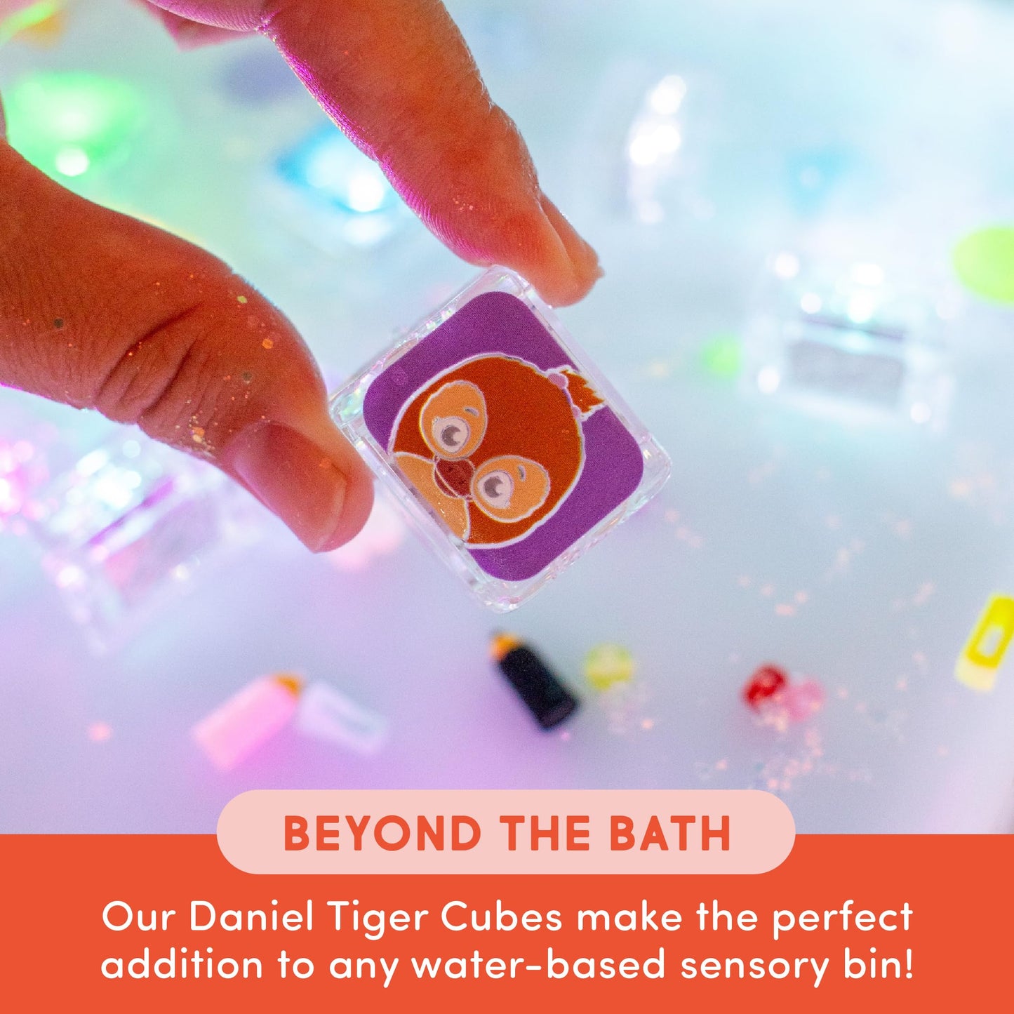 Glo Pals Daniel Tiger Water-Activated Light-Up Bath Cubes – 6 Reusable Sensory Toys