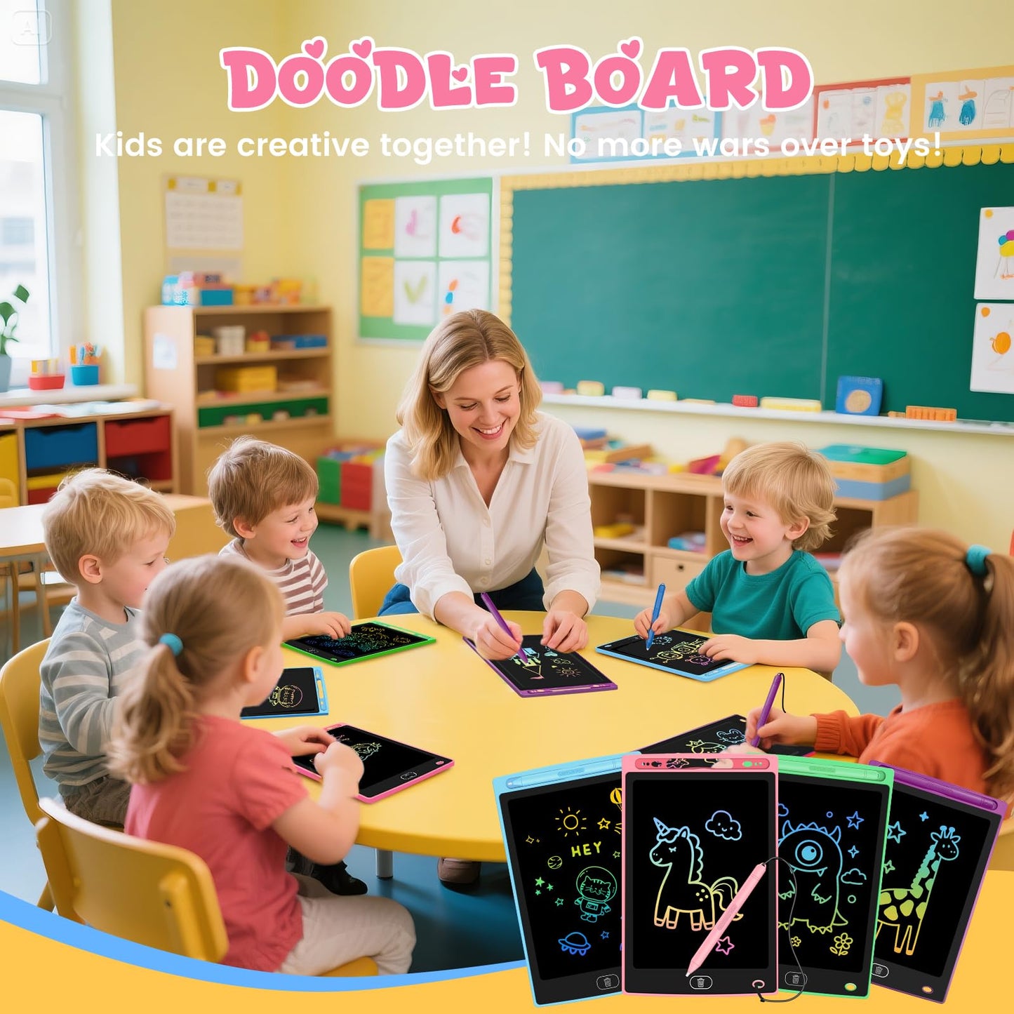 Glochin 2 Pack LCD Writing Tablet for Kids – 8.5-Inch Erasable Doodle Board