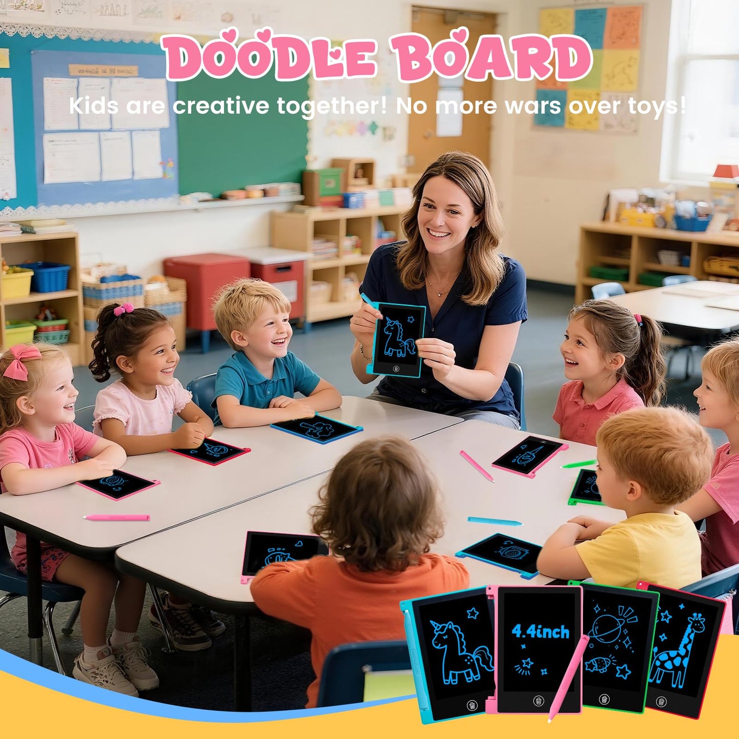 Glochin 24-Pack 4.4-Inch Mini LCD Writing Tablets for Kids – Erasable & Reusable Doodle Boards