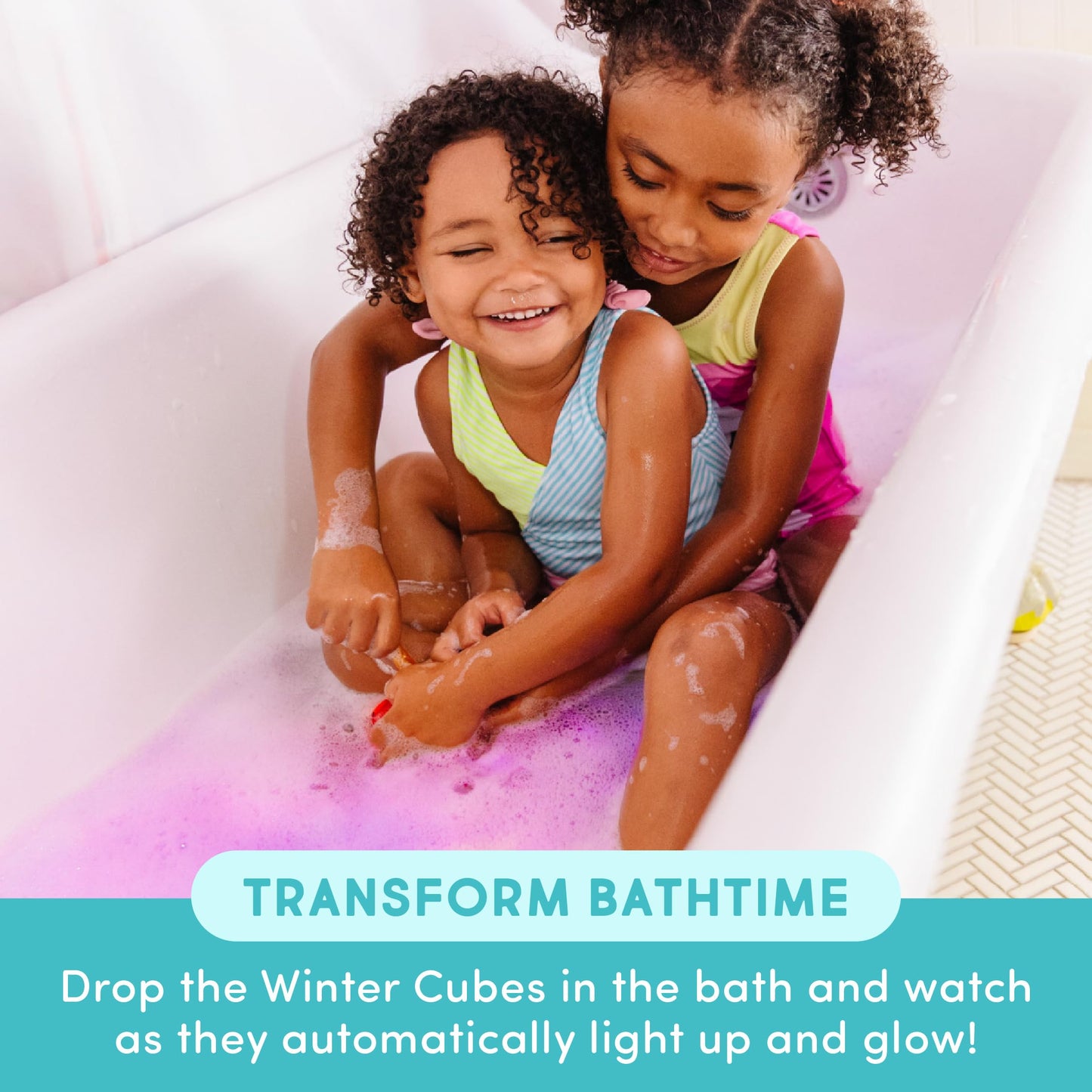 Glo Pals Water-Activated Light-Up Bath Cubes – 6 Reusable Sensory Toys (Winter & Valentine Gift)