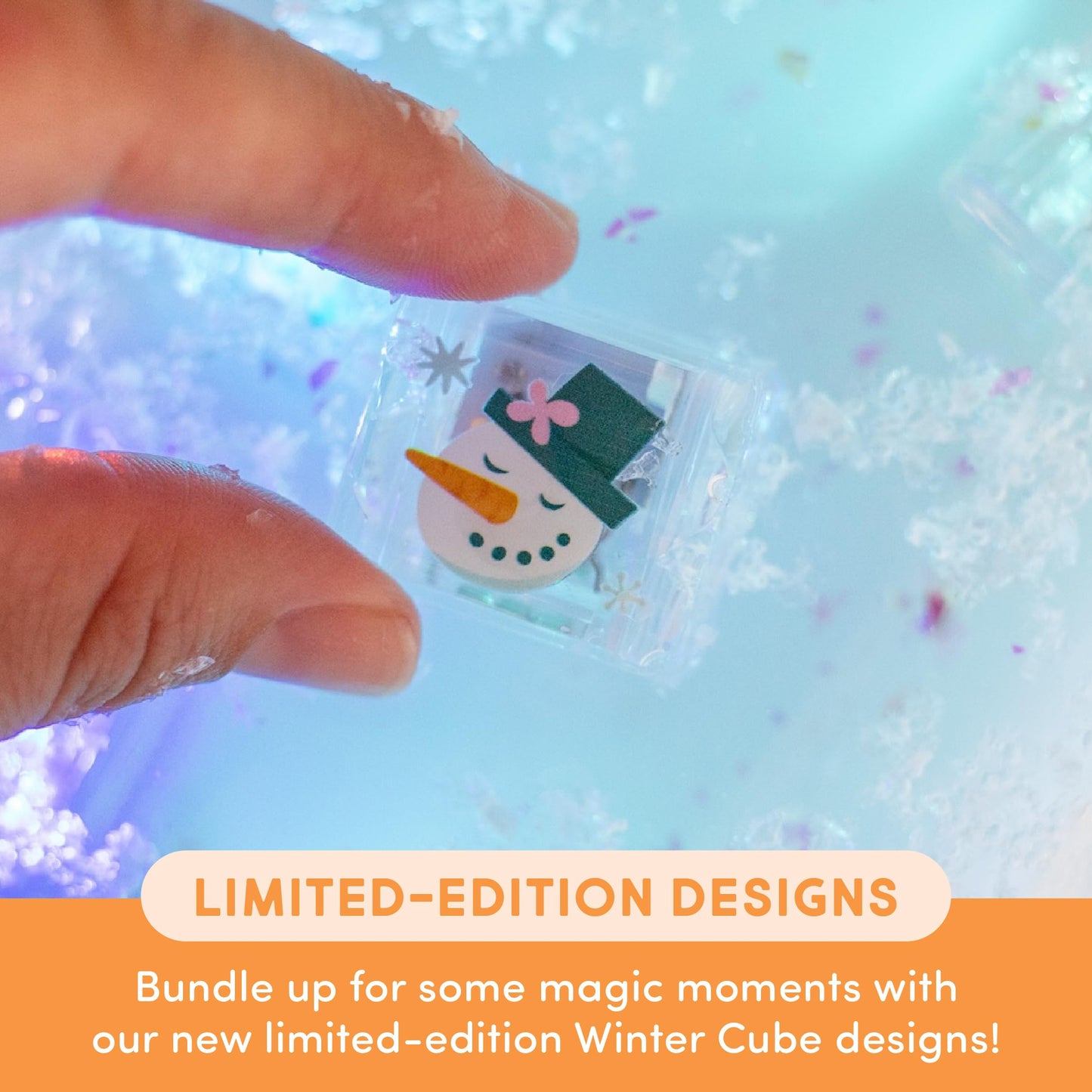 Glo Pals Water-Activated Light-Up Bath Cubes – 6 Reusable Sensory Toys (Winter & Valentine Gift)