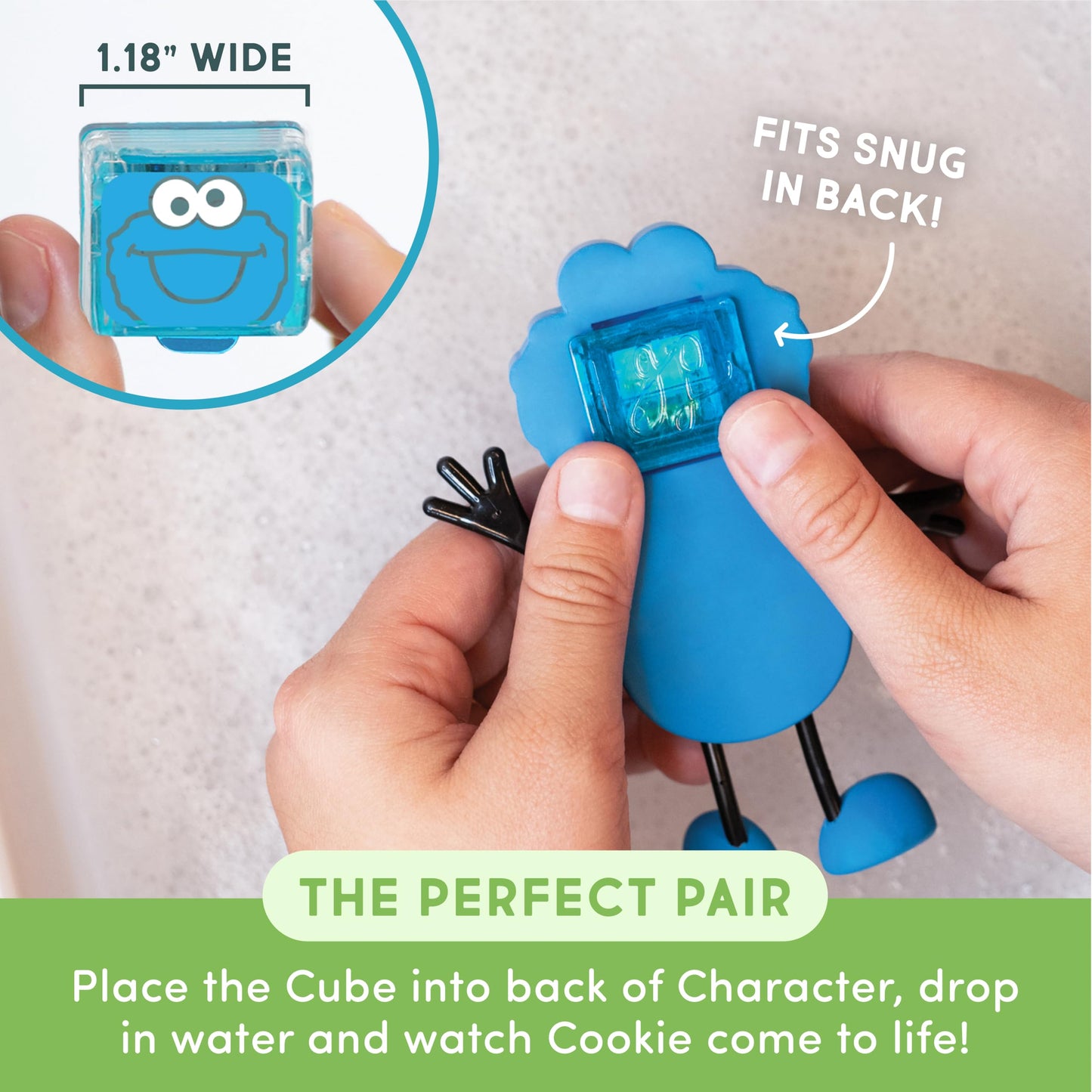 Glo Pals x Sesame Street Julia Water-Activated Light-Up Cubes for Sensory Bath Play