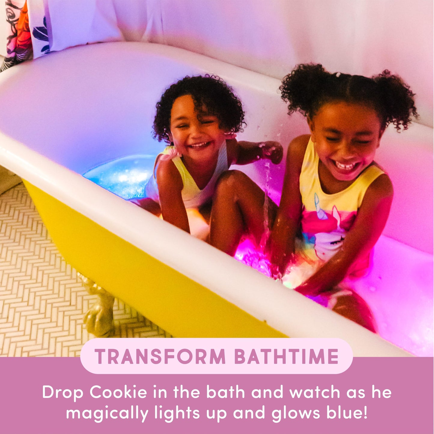 Glo Pals x Sesame Street Julia Water-Activated Light-Up Cubes for Sensory Bath Play