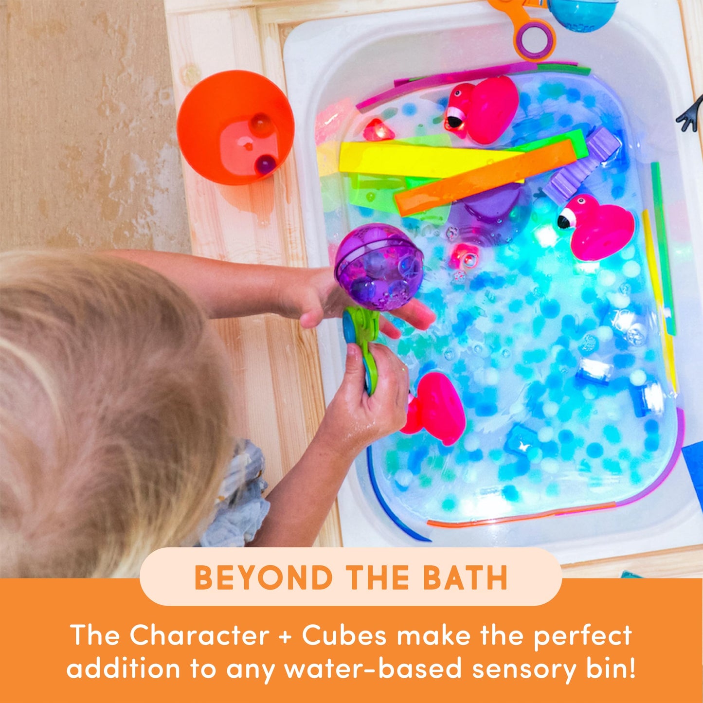 Glo Pals x Sesame Street Julia Water-Activated Light-Up Cubes for Sensory Bath Play