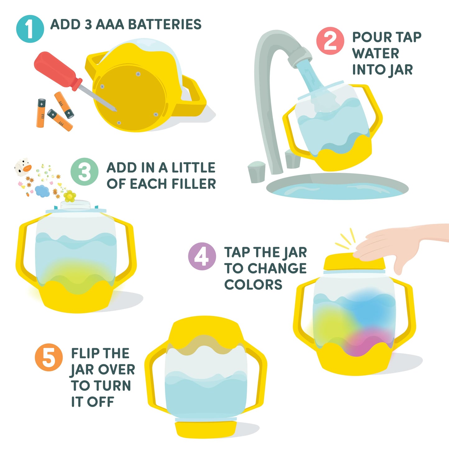 Glo Pals Play Pack Bundle: Light-Up Cubes, Sensory Jar & Fun Fillers