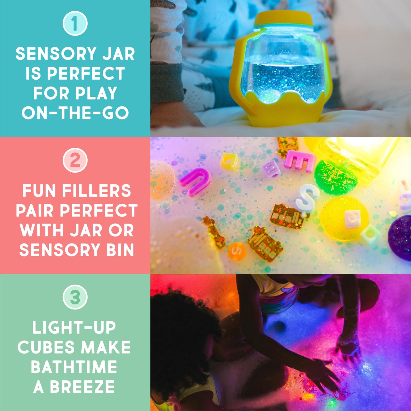 Glo Pals Play Pack Bundle: Light-Up Cubes, Sensory Jar & Fun Fillers
