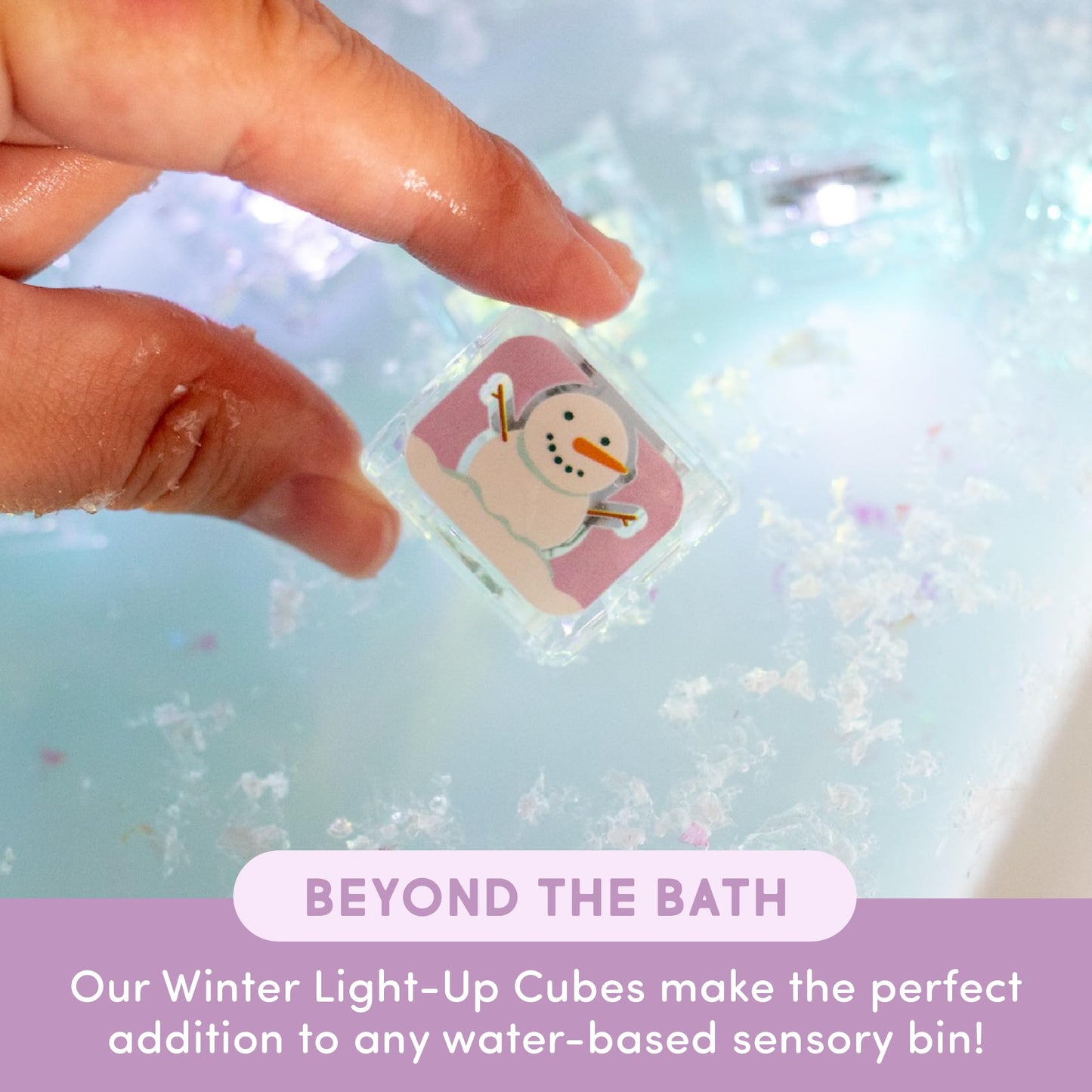 Glo Pals Water-Activated Light-Up Bath Cubes – 6 Reusable Sensory Toys (Winter & Valentine Gift)