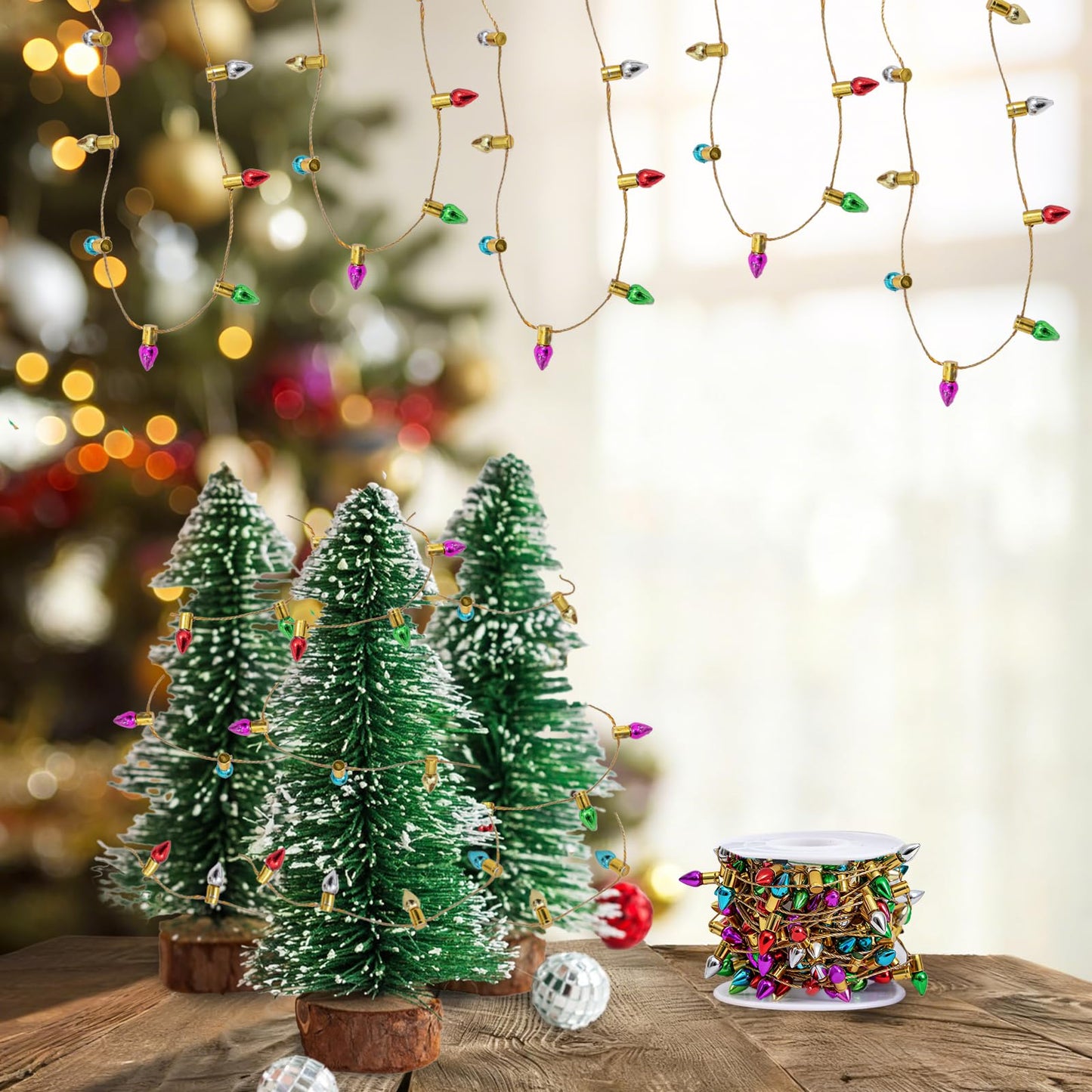 Gloreyan Mini Dollhouse Christmas Lights – 197 Inch Fake String Lights for Craft & Fairy Garden