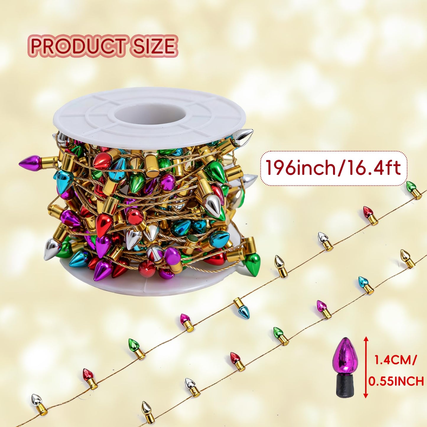 Gloreyan Mini Dollhouse Christmas Lights – 197 Inch Fake String Lights for Craft & Fairy Garden