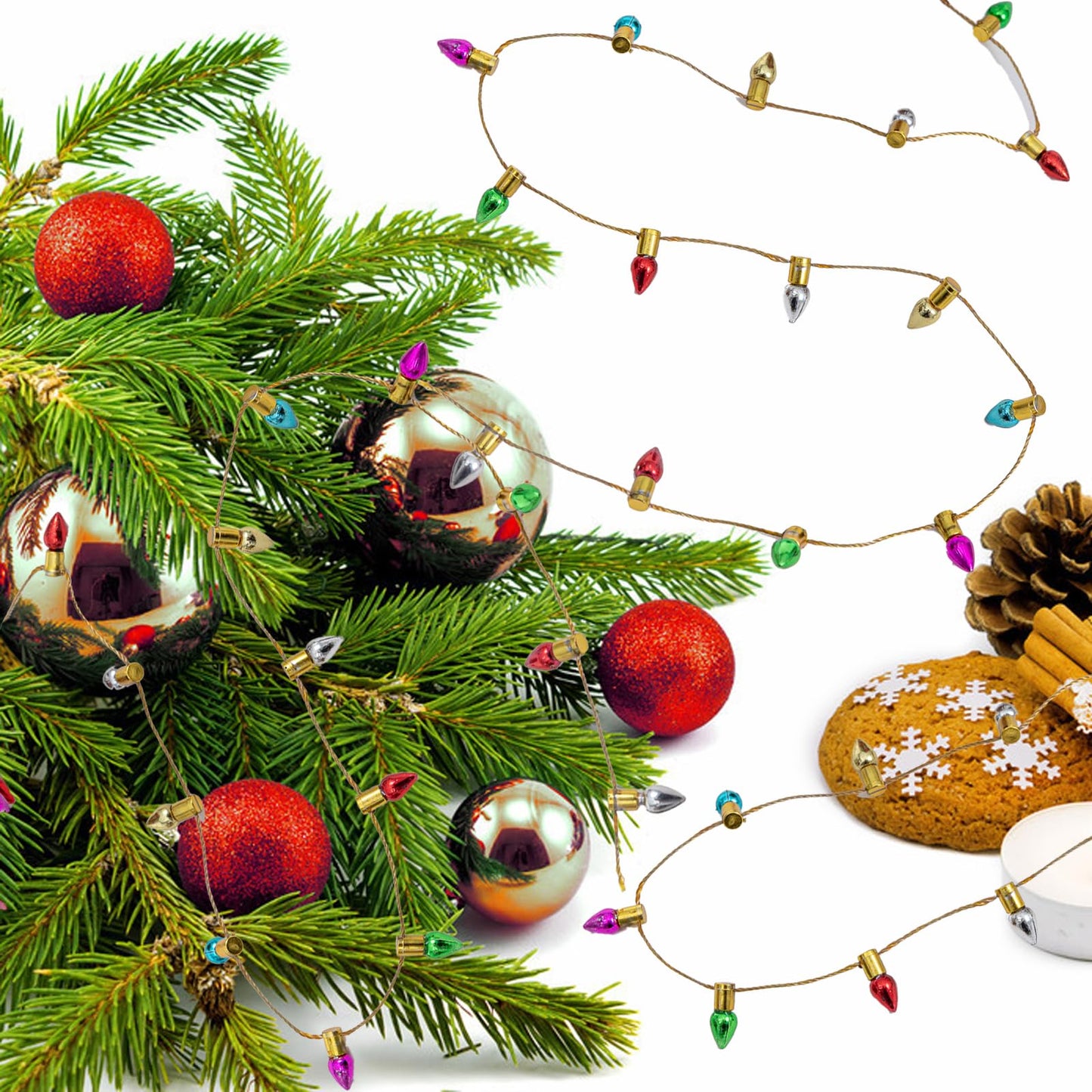 Gloreyan Mini Dollhouse Christmas Lights – 197 Inch Fake String Lights for Craft & Fairy Garden