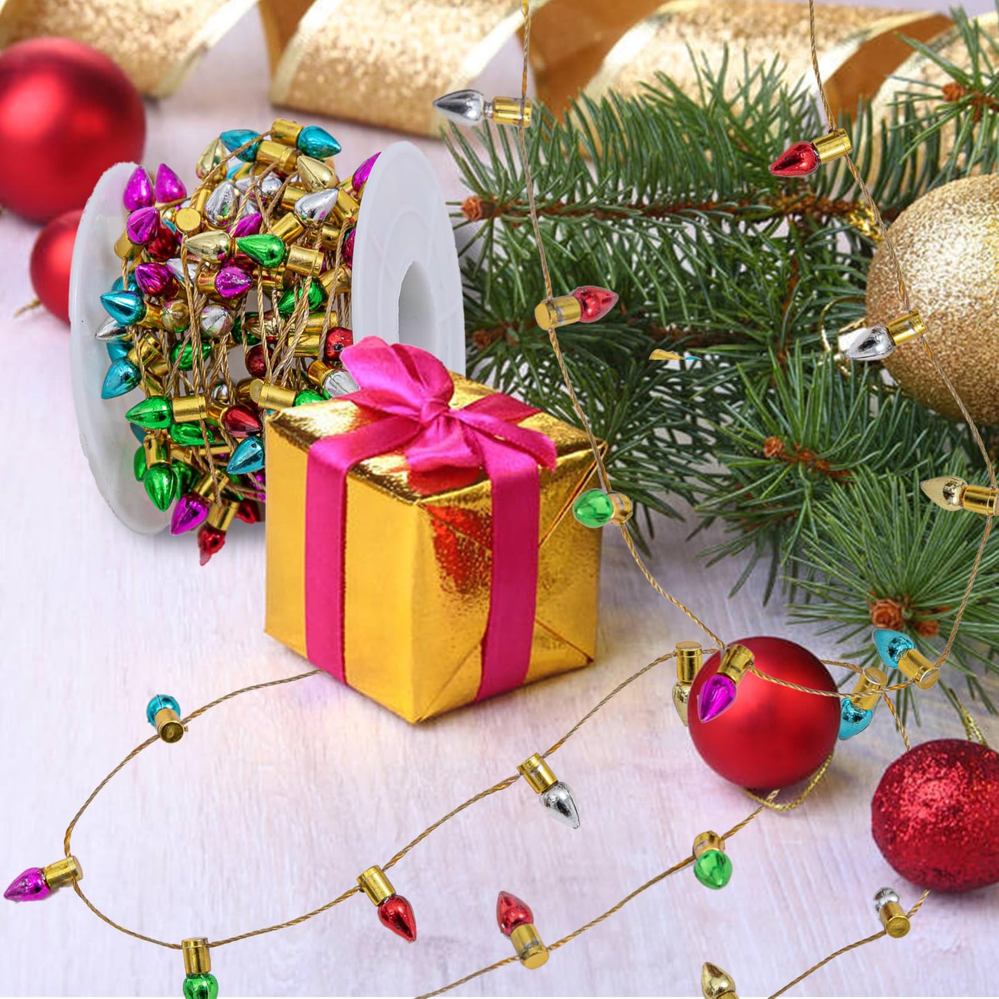 Gloreyan Mini Dollhouse Christmas Lights – 197 Inch Fake String Lights for Craft & Fairy Garden