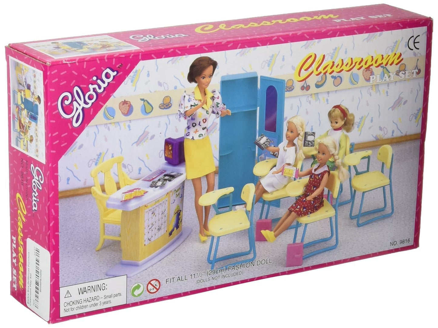 Gloria Dollhouse Furniture - Classroom Play Set with Learning Chair & Desk