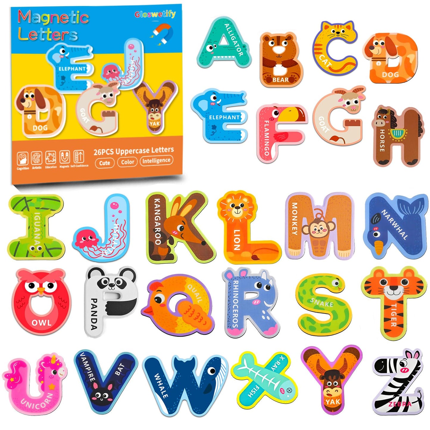 Gloswetify Magnetic Alphabet Letters for Toddlers – ABC Fridge Magnets (1-3)