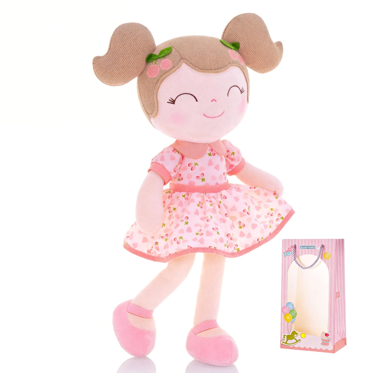 Gloveleya Baby Doll Girl Gifts Plush Toy – Cherry Pink, 16-Inch Soft Plush