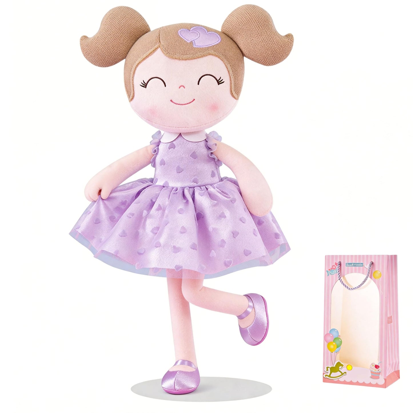 Gloveleya 16-Inch Baby Doll Plush — Purple Heart Valentine Gift