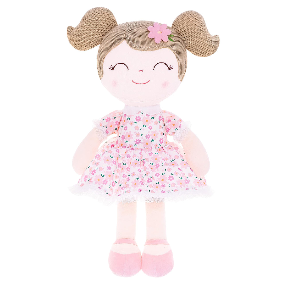 Gloveleya Baby Girl Plush Doll with Gift Box – First Baby Doll Print Purple