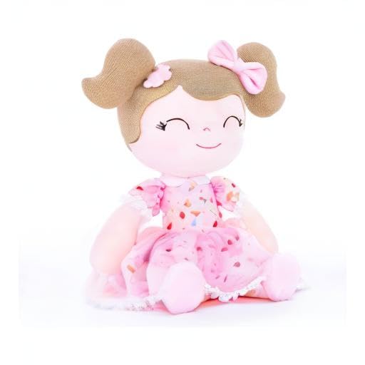 Gloveleya Baby Girl Plush Doll with Gift Bag - Floral Pink, 14in