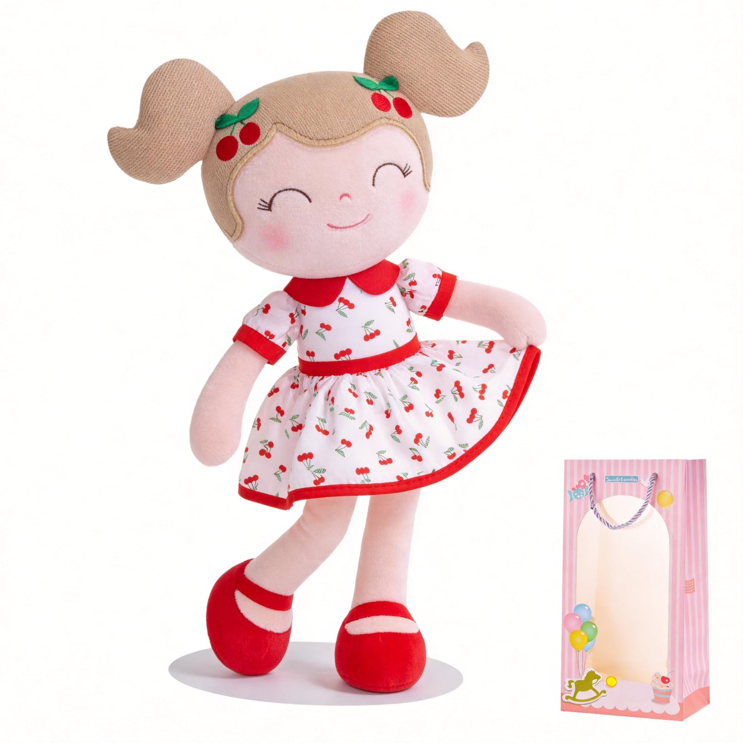 Gloveleya Cherry Girl 15-Inch Plush Doll with Gift Box | Soft Baby Gift