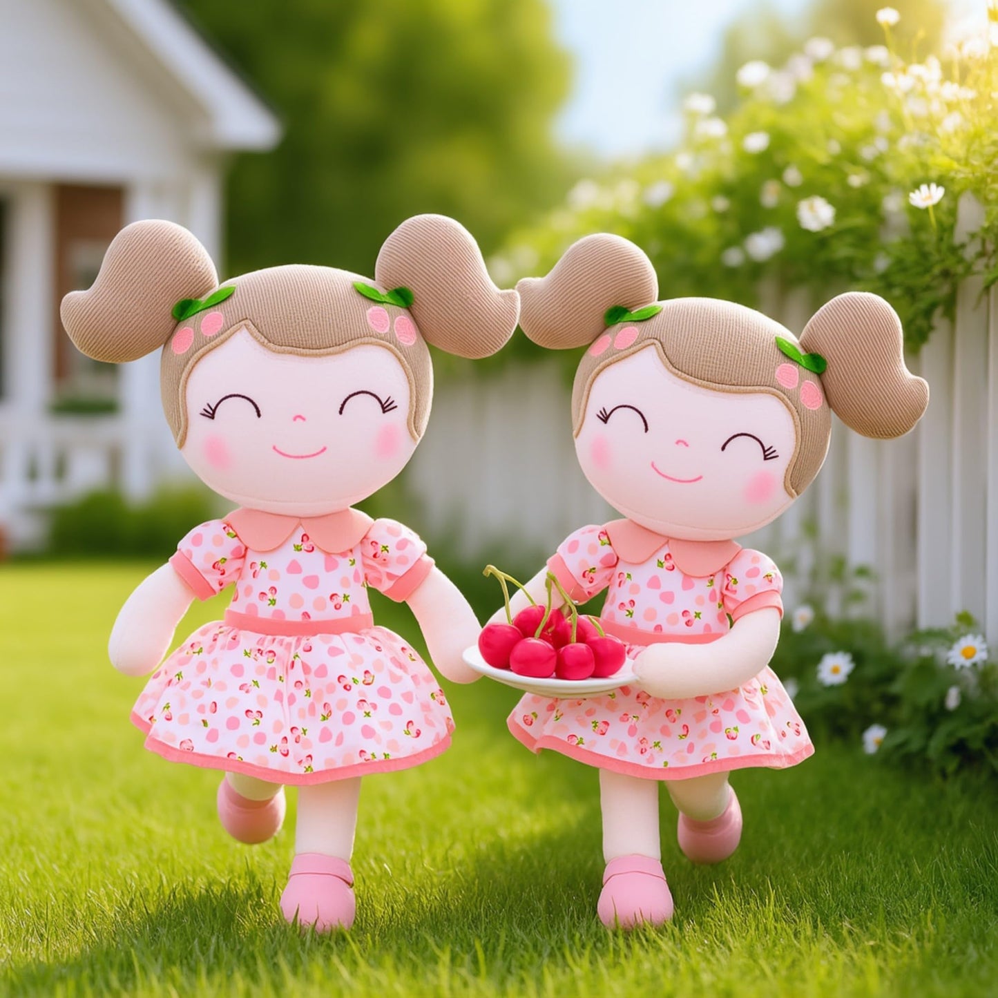 Gloveleya Baby Doll Girl Gifts Plush Toy – Cherry Pink, 16-Inch Soft Plush