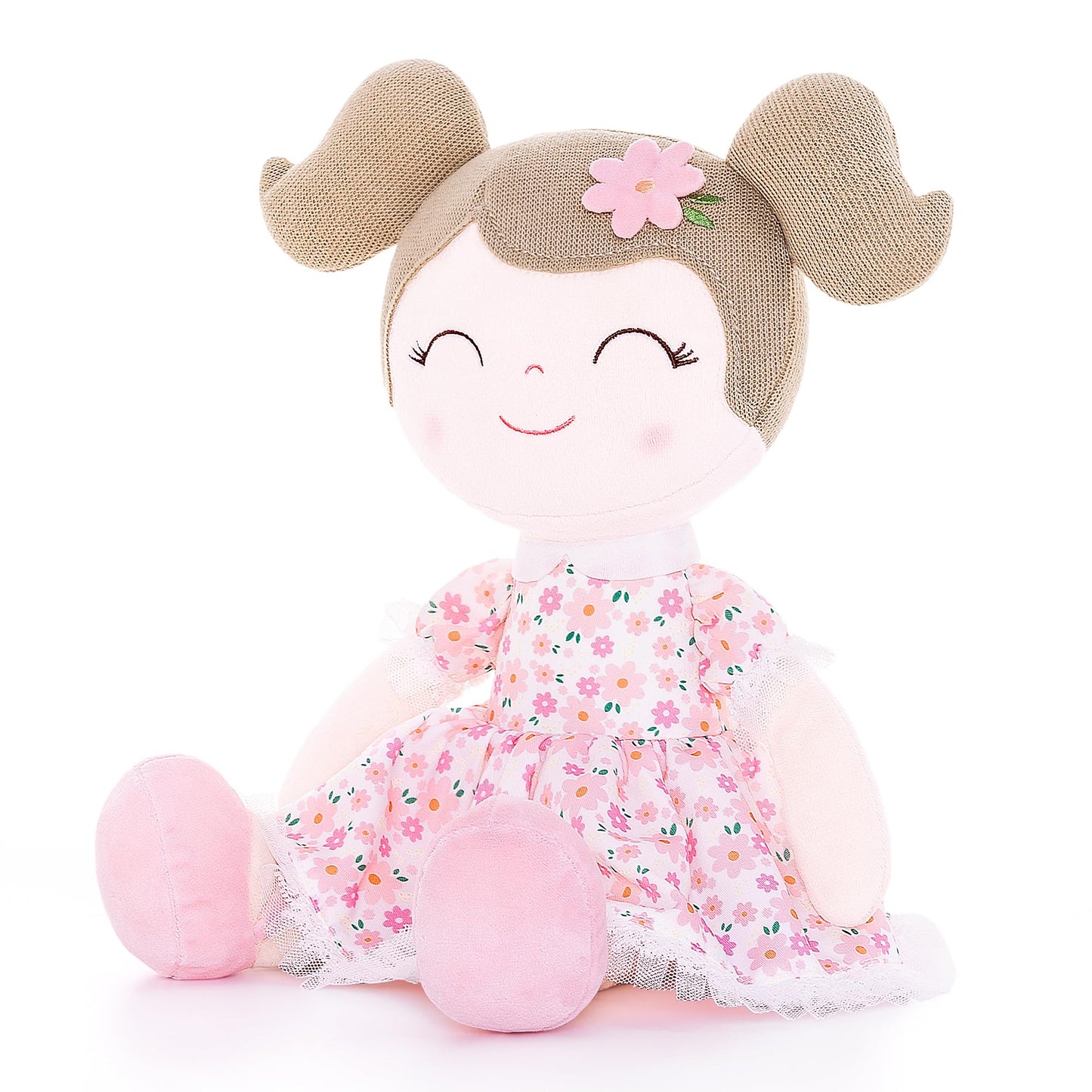 Gloveleya Baby Girl Plush Doll with Gift Box – First Baby Doll Print Purple