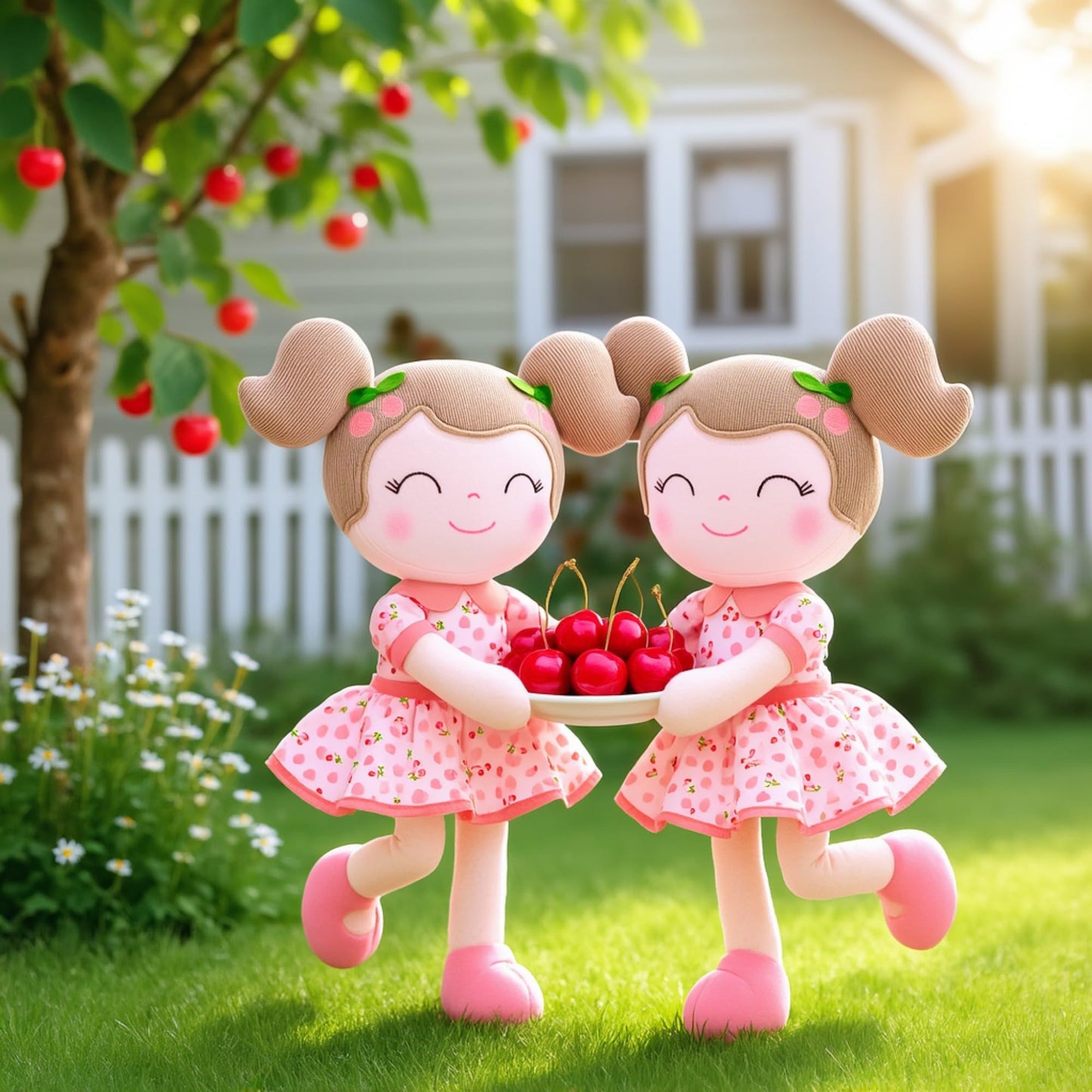 Gloveleya Baby Doll Girl Gifts Plush Toy – Cherry Pink, 16-Inch Soft Plush