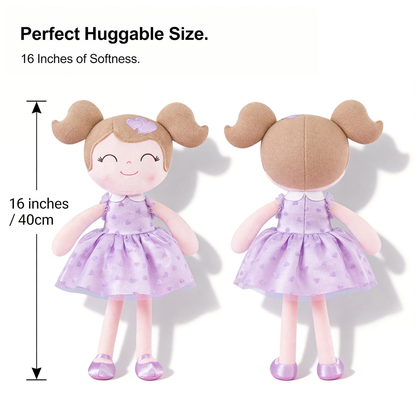 Gloveleya 16-Inch Baby Doll Plush — Purple Heart Valentine Gift