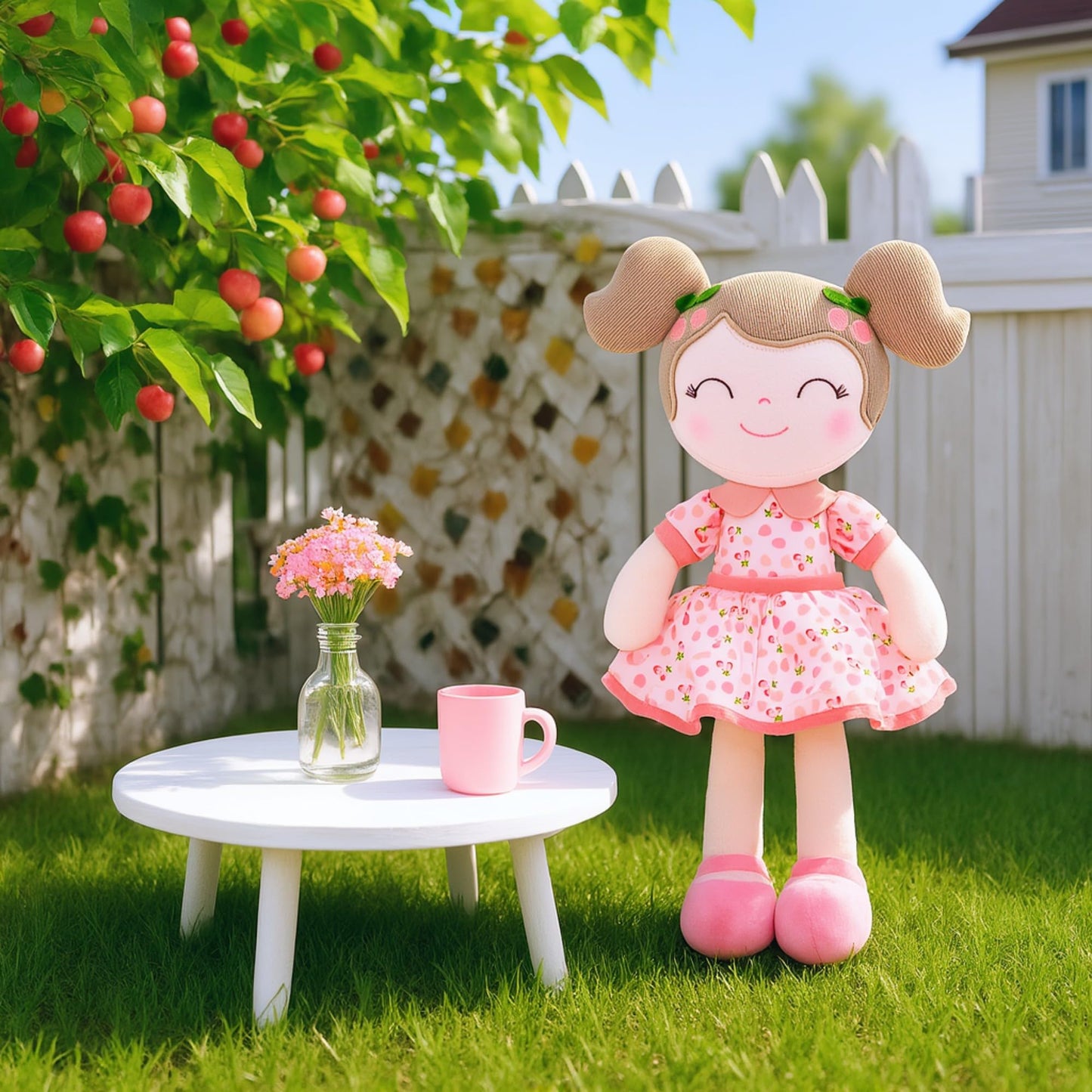 Gloveleya Baby Doll Girl Gifts Plush Toy – Cherry Pink, 16-Inch Soft Plush
