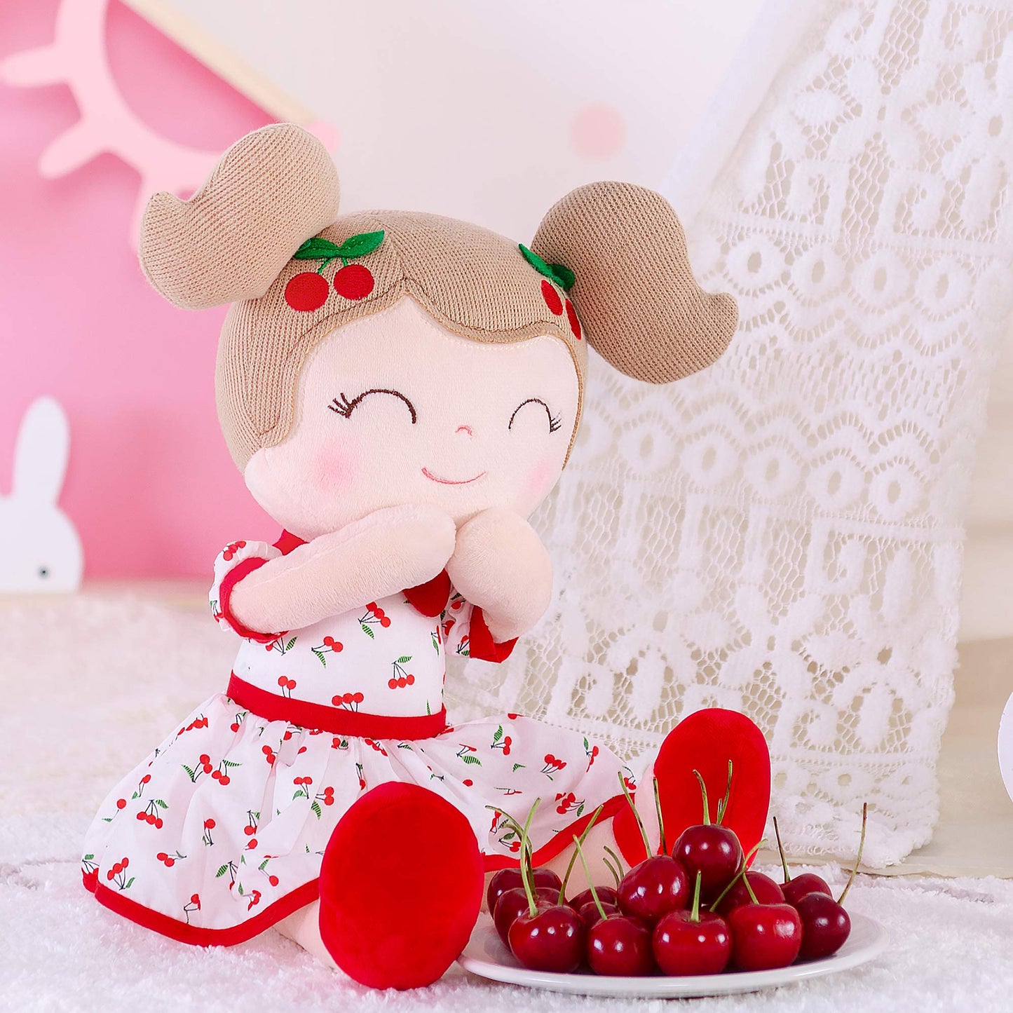 Gloveleya Cherry Girl 15-Inch Plush Doll with Gift Box | Soft Baby Gift