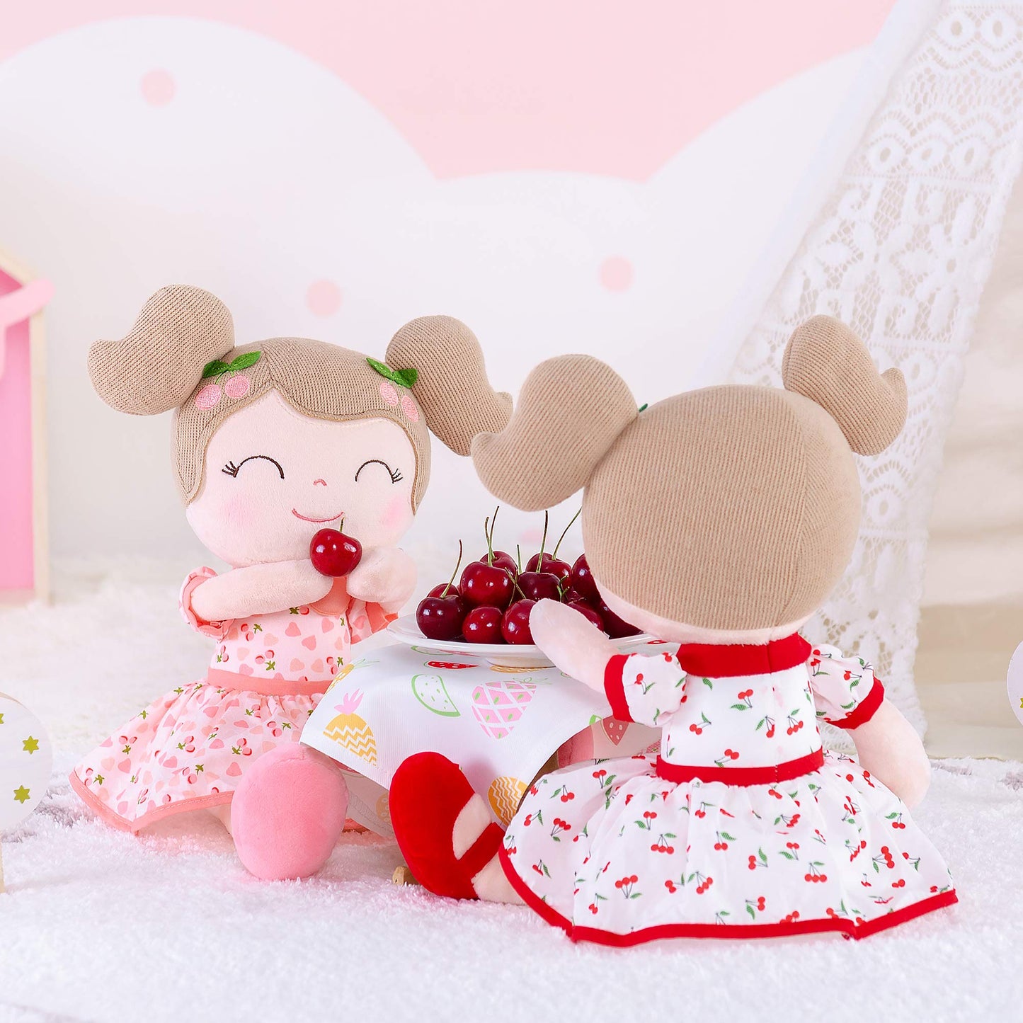 Gloveleya Cherry Girl 15-Inch Plush Doll with Gift Box | Soft Baby Gift