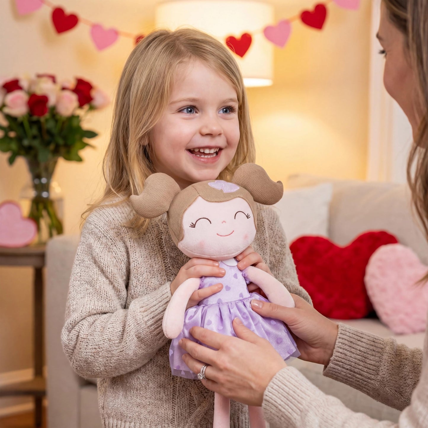 Gloveleya 16-Inch Baby Doll Plush — Purple Heart Valentine Gift