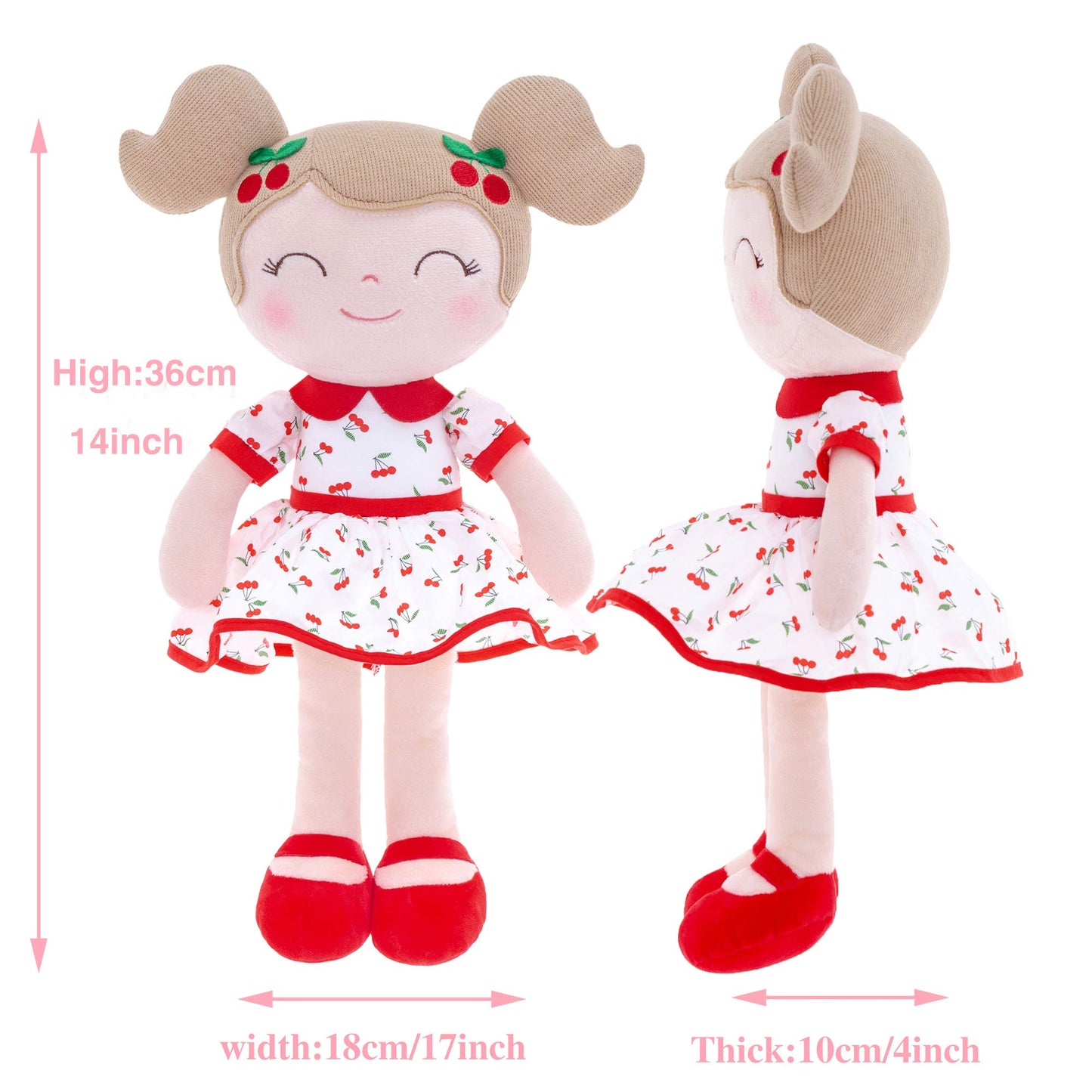 Gloveleya Cherry Girl 15-Inch Plush Doll with Gift Box | Soft Baby Gift
