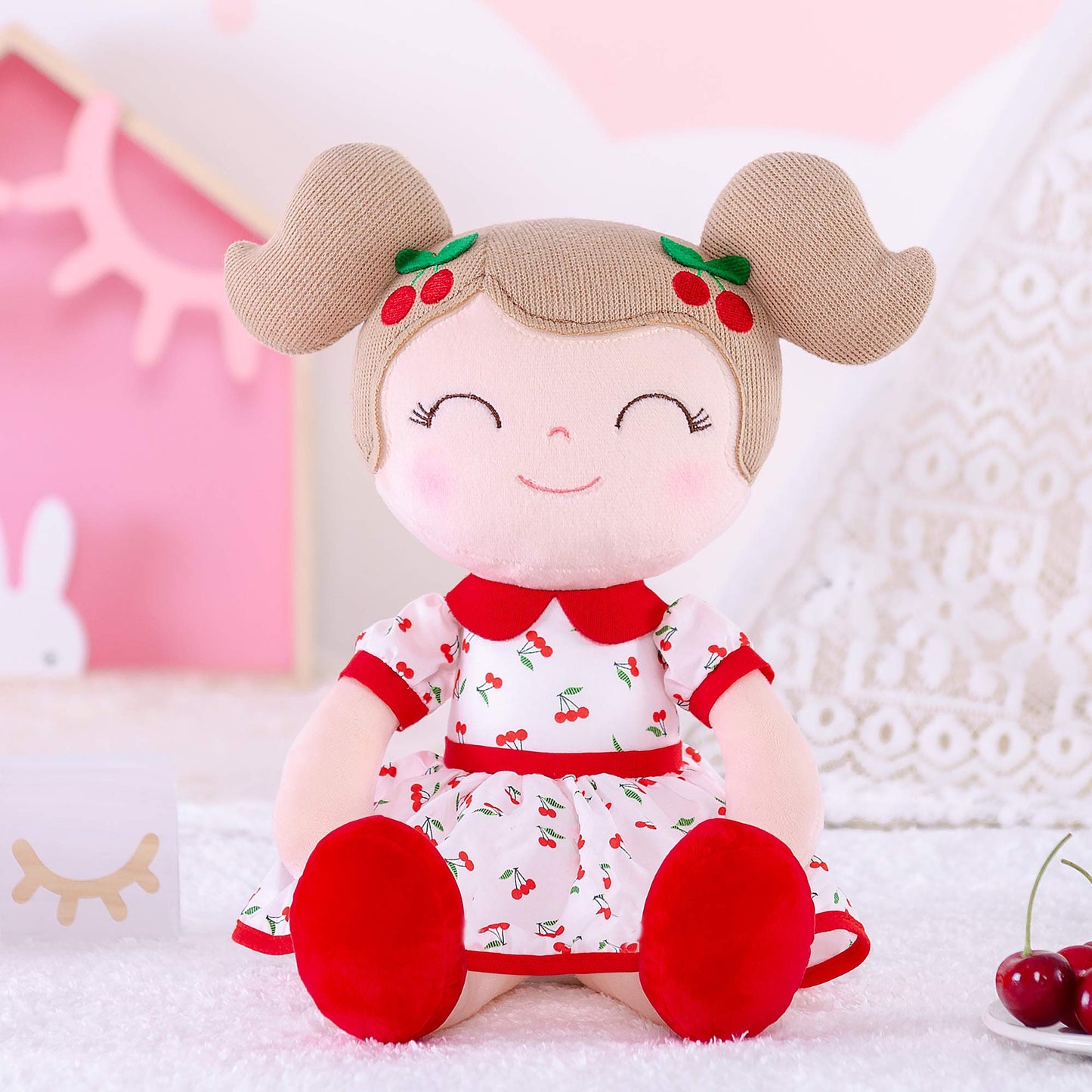 Gloveleya Cherry Girl 15-Inch Plush Doll with Gift Box | Soft Baby Gift