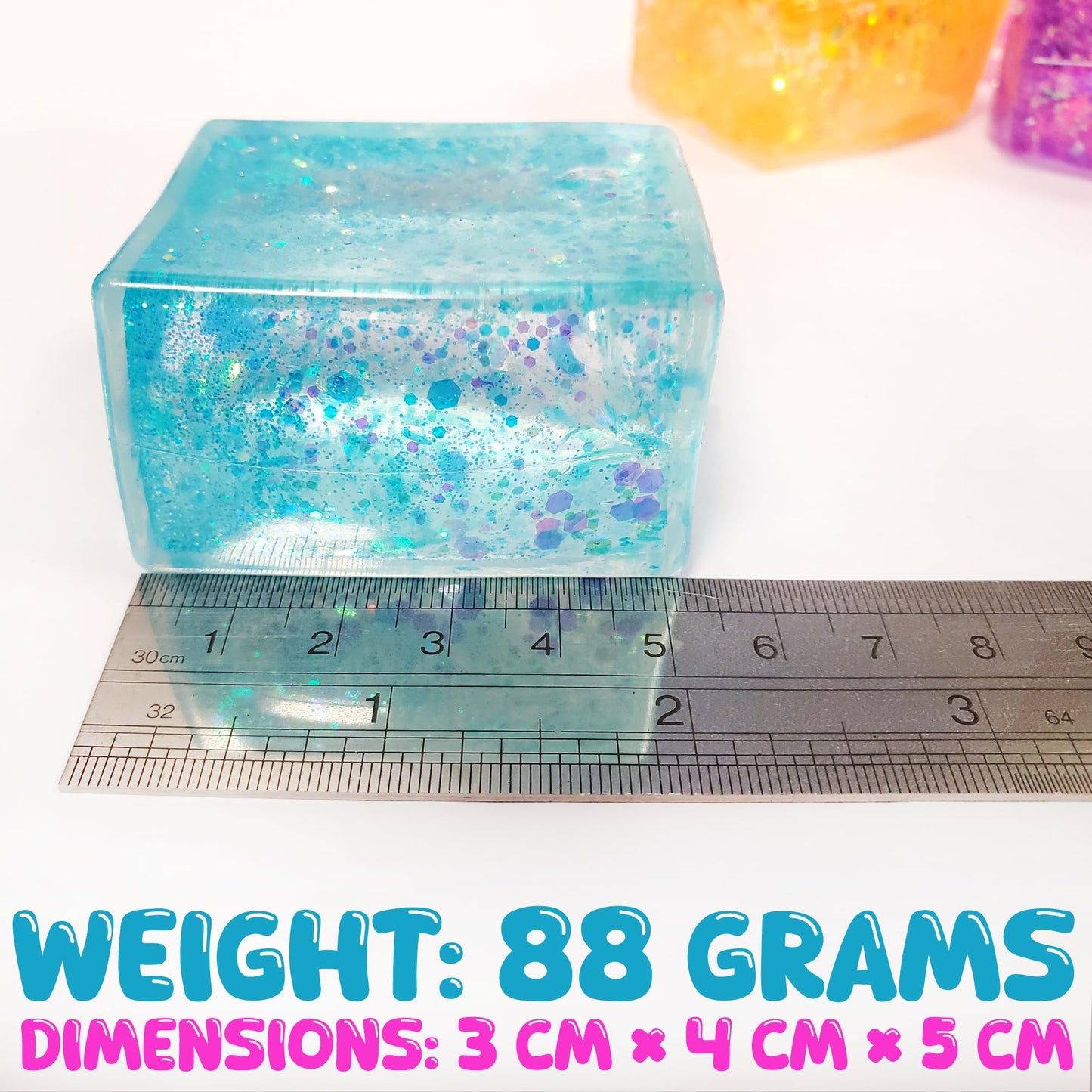 Glow Fever 4pc Glitter Ice Cubes – Colorful Sensory Fidget Toys for All Ages