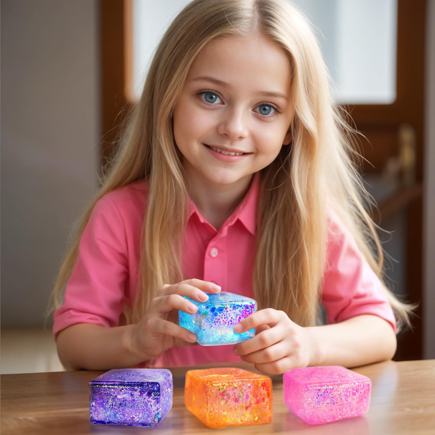 Glow Fever 4pc Glitter Ice Cubes – Colorful Sensory Fidget Toys for All Ages
