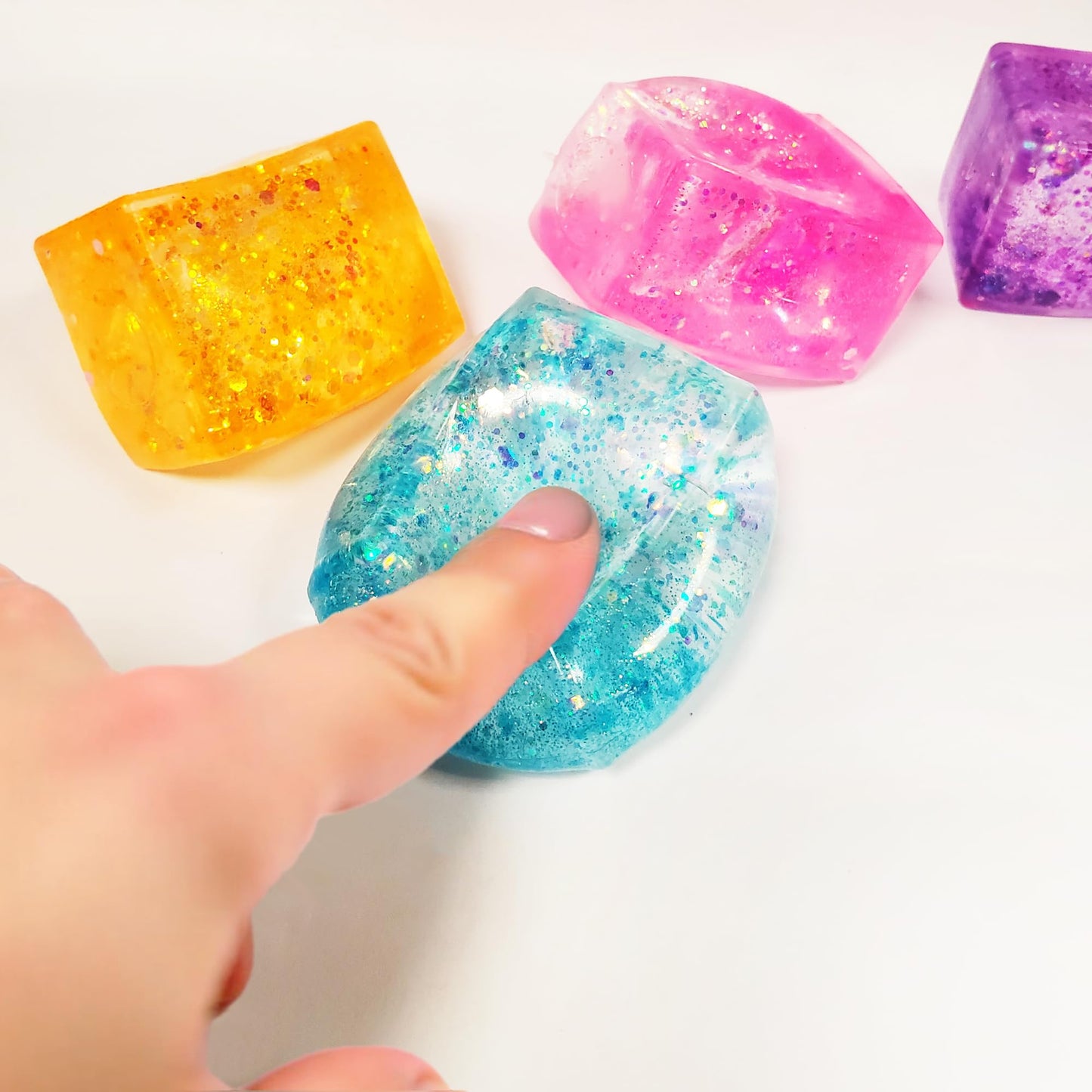 Glow Fever 4pc Glitter Ice Cubes – Colorful Sensory Fidget Toys for All Ages