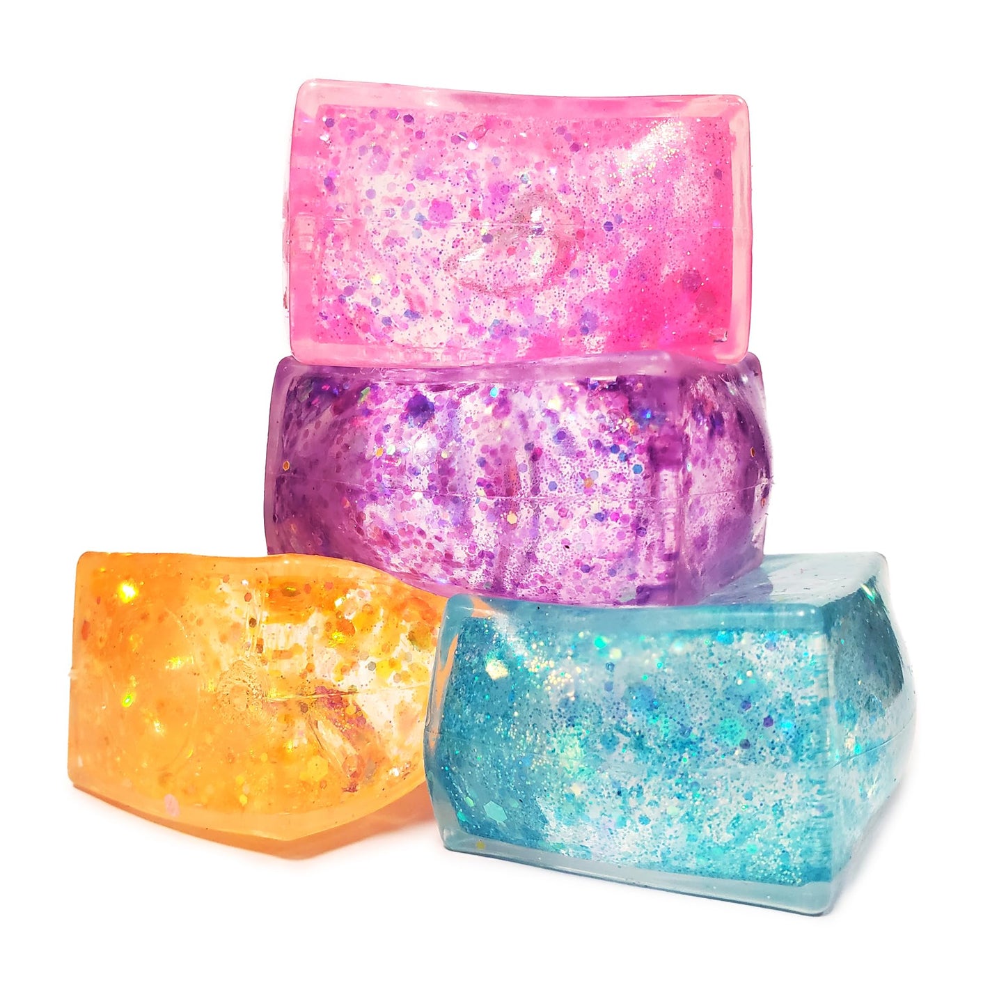 Glow Fever 4pc Glitter Ice Cubes – Colorful Sensory Fidget Toys for All Ages
