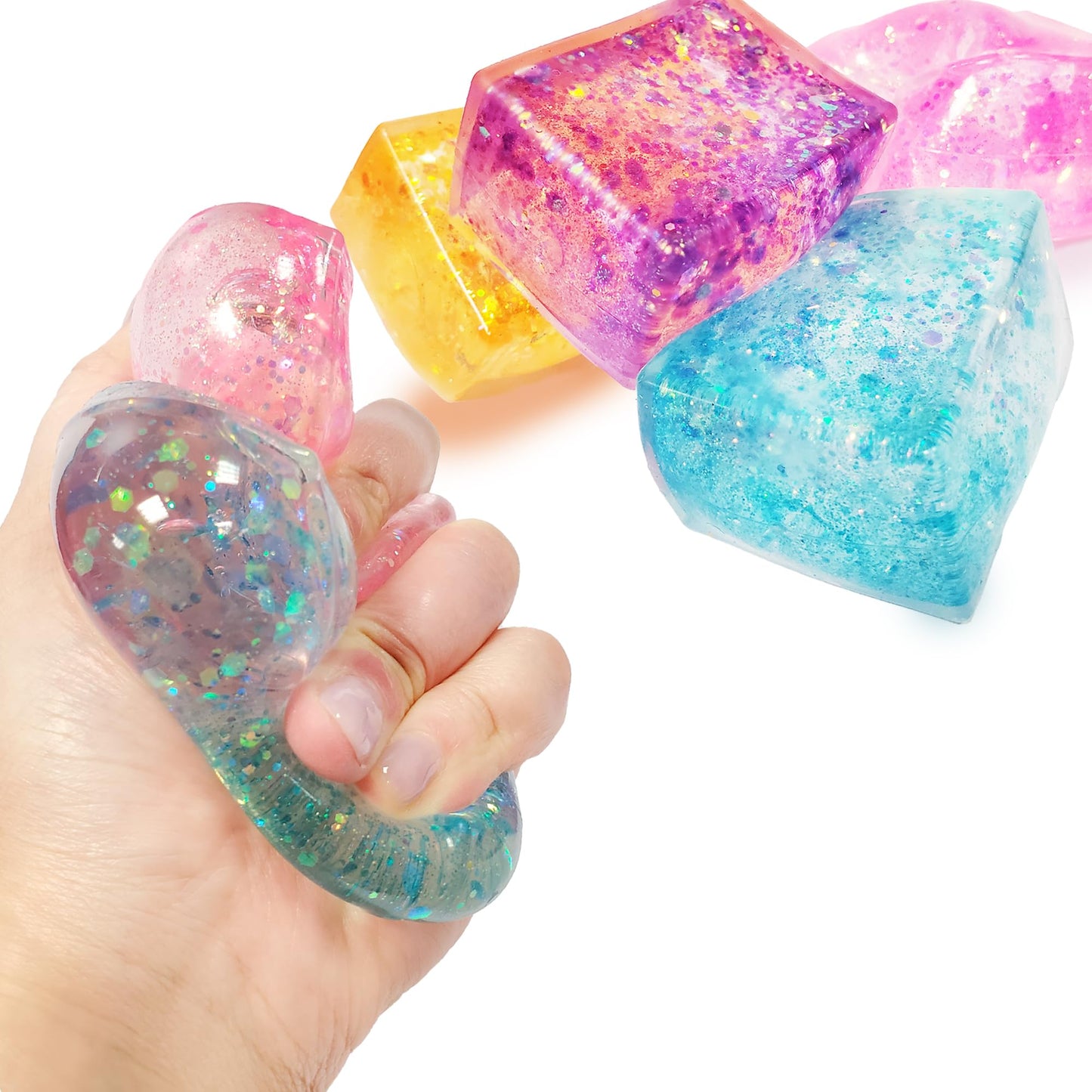 Glow Fever 4pc Glitter Ice Cubes – Colorful Sensory Fidget Toys for All Ages