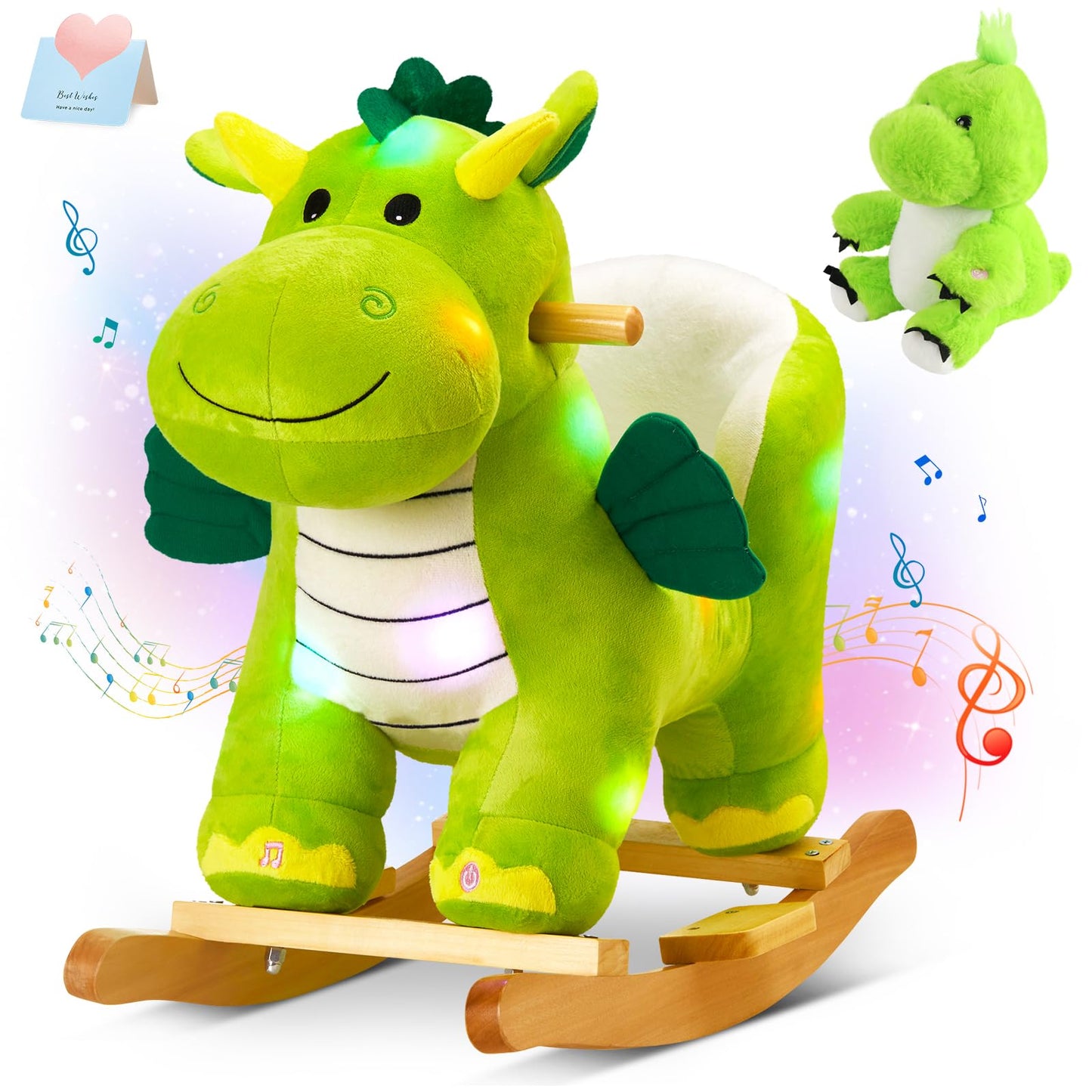 Glow Guards Light Up Musical Dinosaur Rocking Horse Set of 2 – Safety Belt