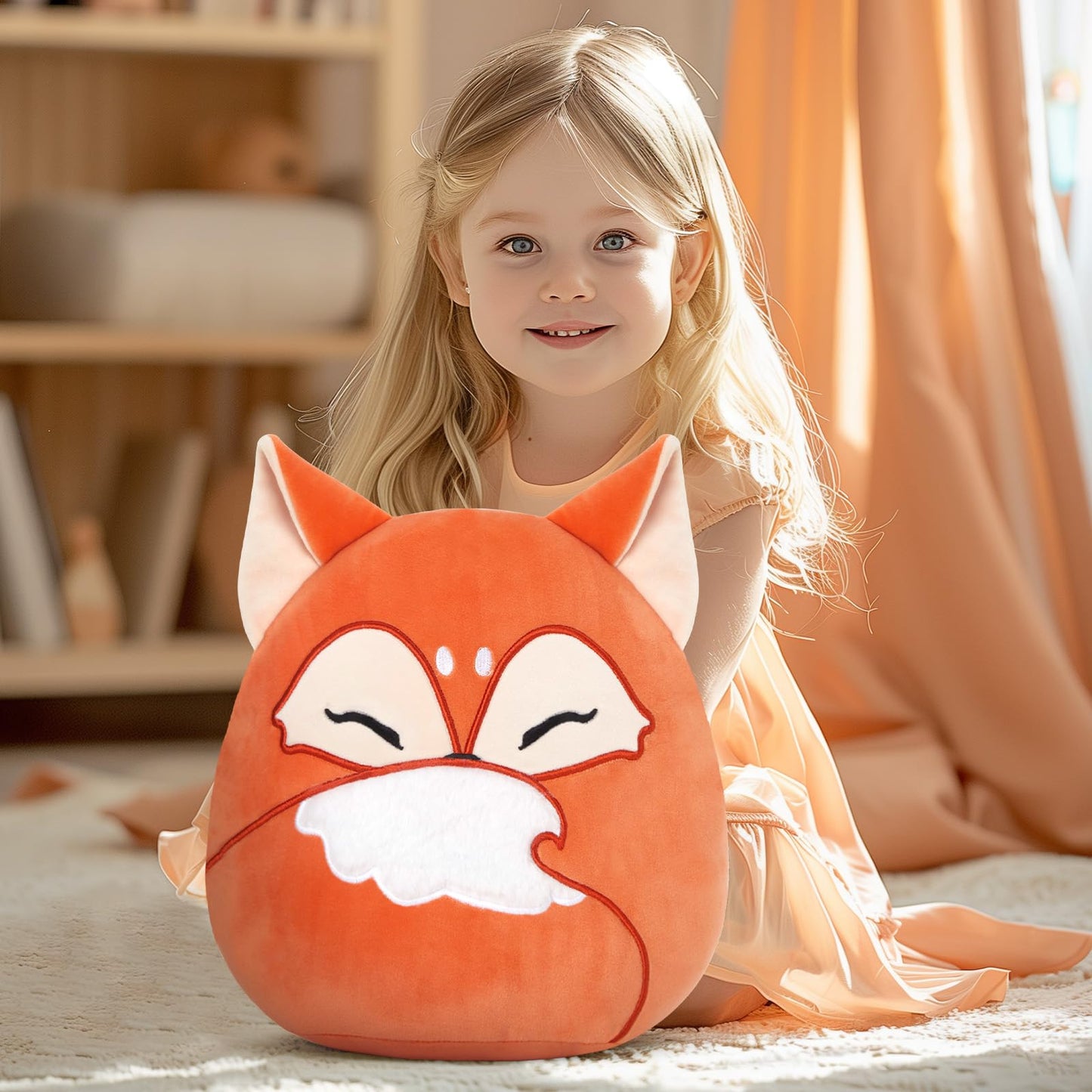 Glow Guards 12-Inch Red Fox Plush Pillow – Cute Fox Stuffed Toy for Kids
