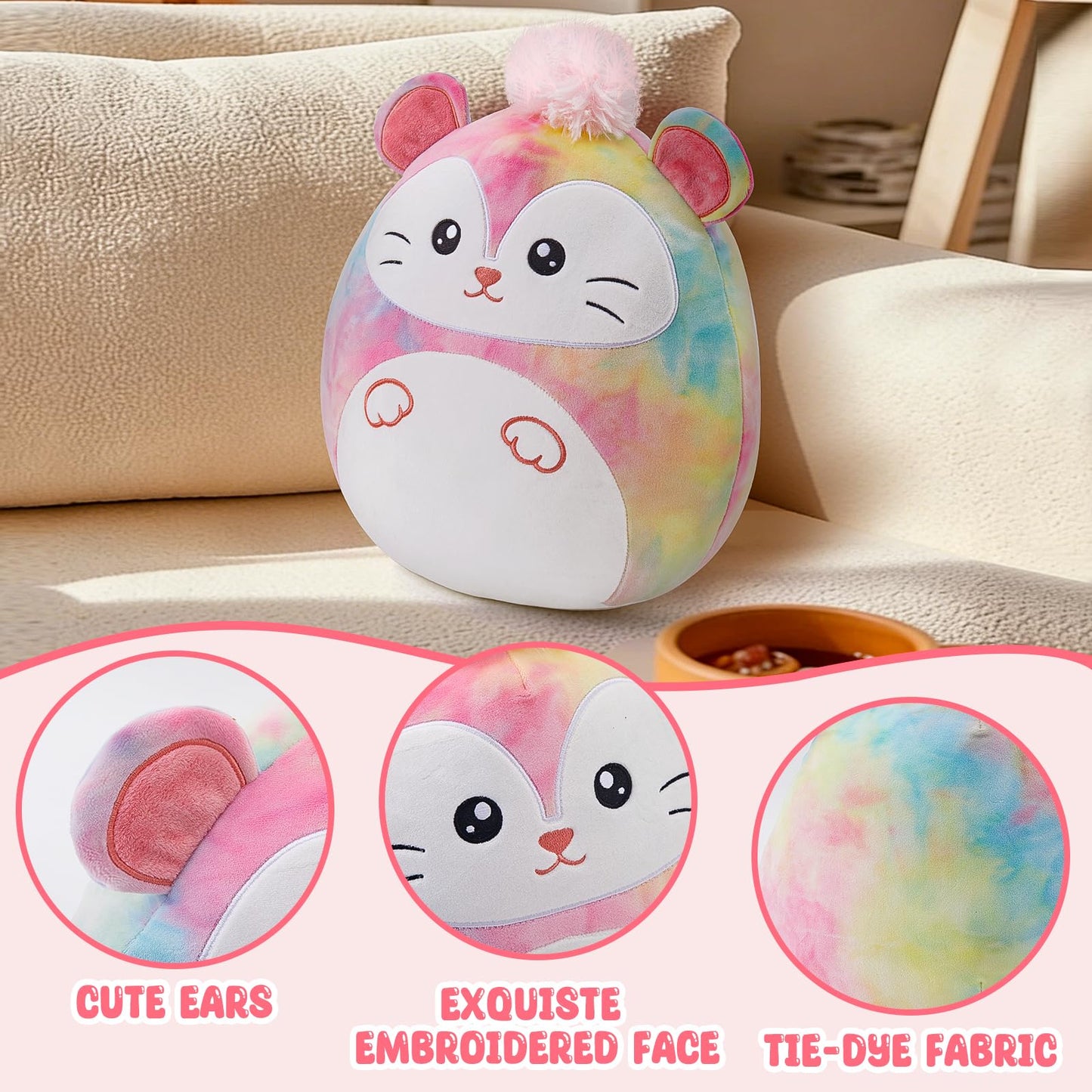 Glow Guards 12'' Rainbow Possum Plush Pillow – Soft Opossum Plush Toy, Cute Gift