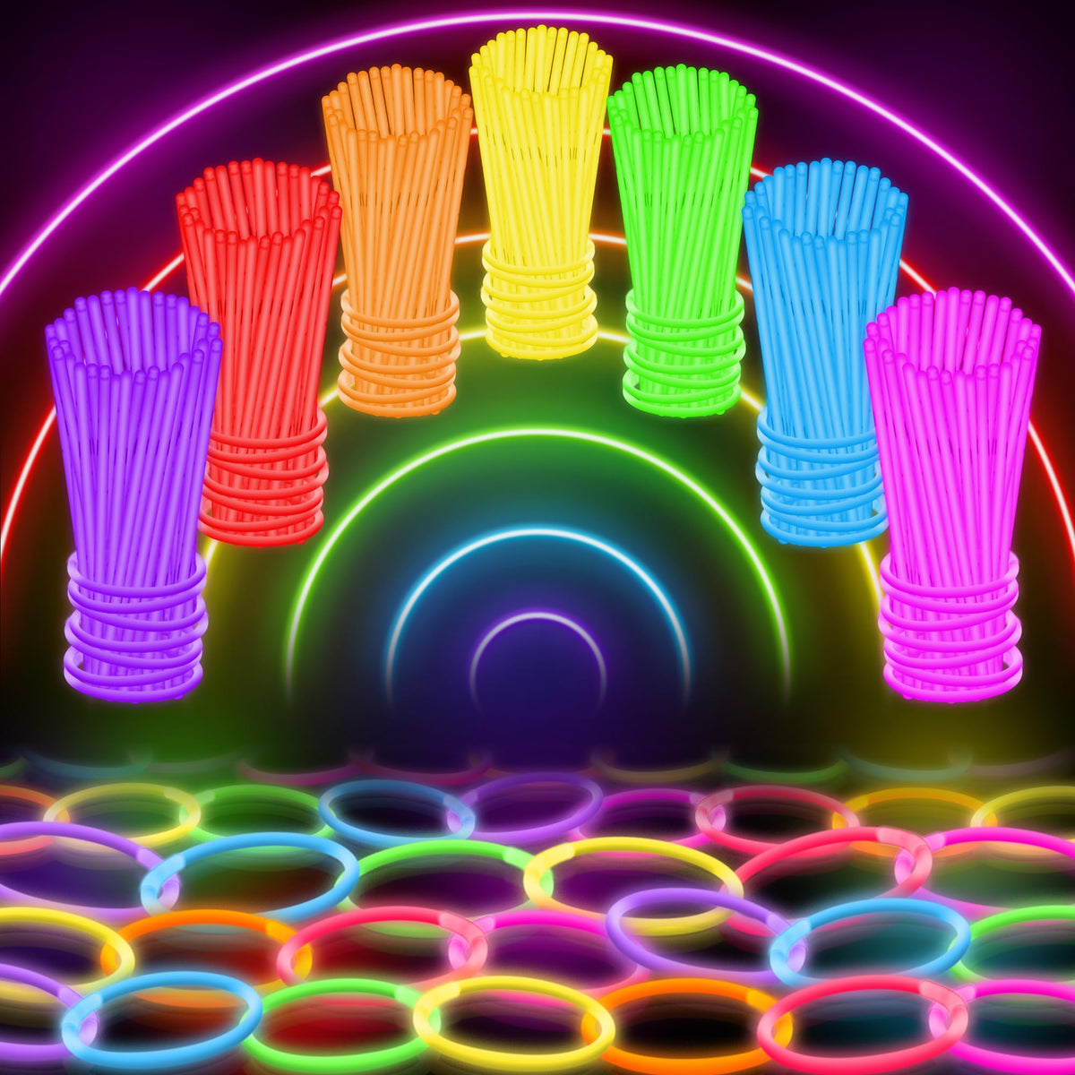 Glow Mind 100 Ultra Bright Glow Sticks Bulk Pack – 8-Inch Glow in the Dark Party Favors